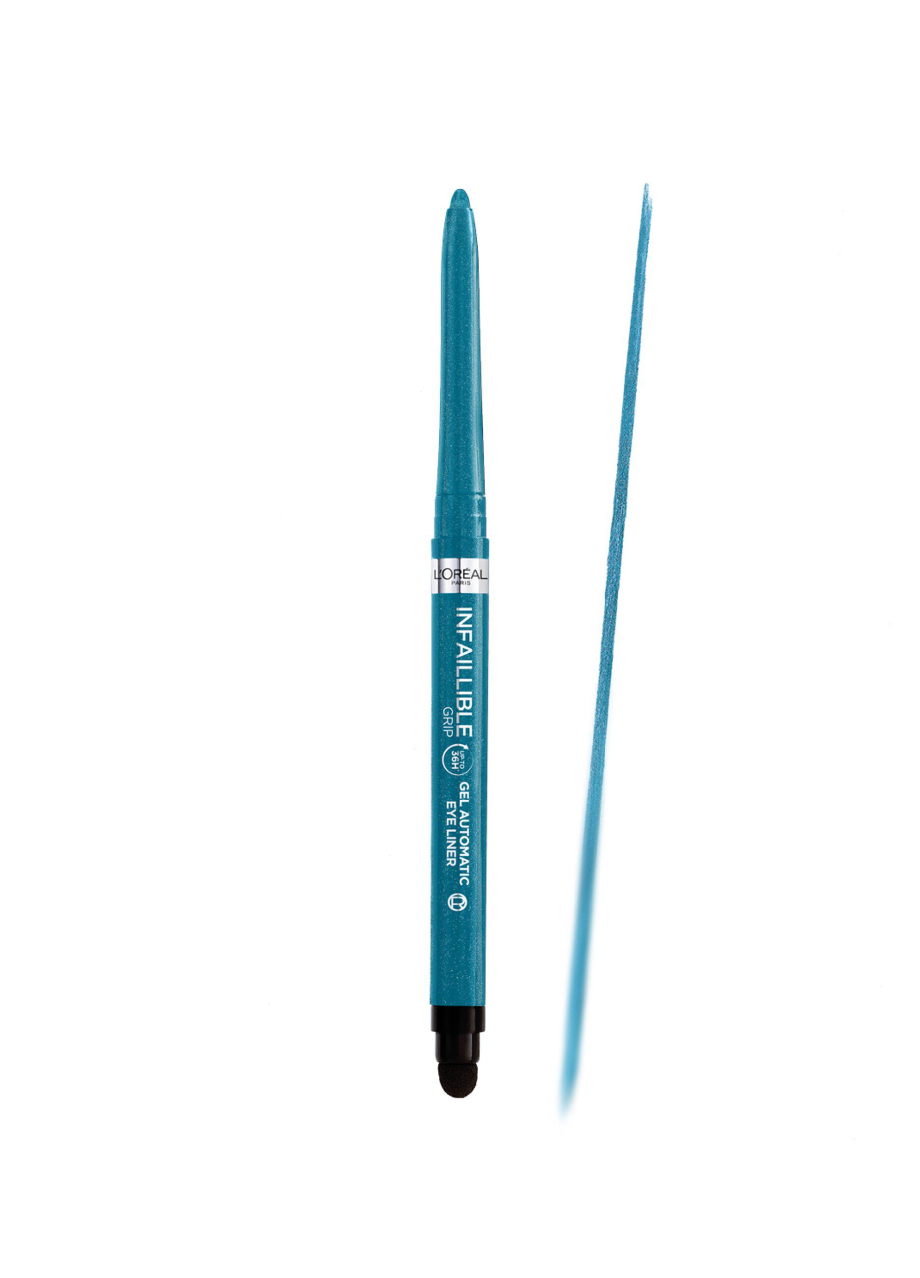 L'Oréal Paris Matita Automatica in Gel Infaillible 36H Grip Liner, Tratto Sfumabile a Lunga Tenuta, Waterproof, Formula in Gel, Tonalità: 07 Turquoise Faux Fur.
