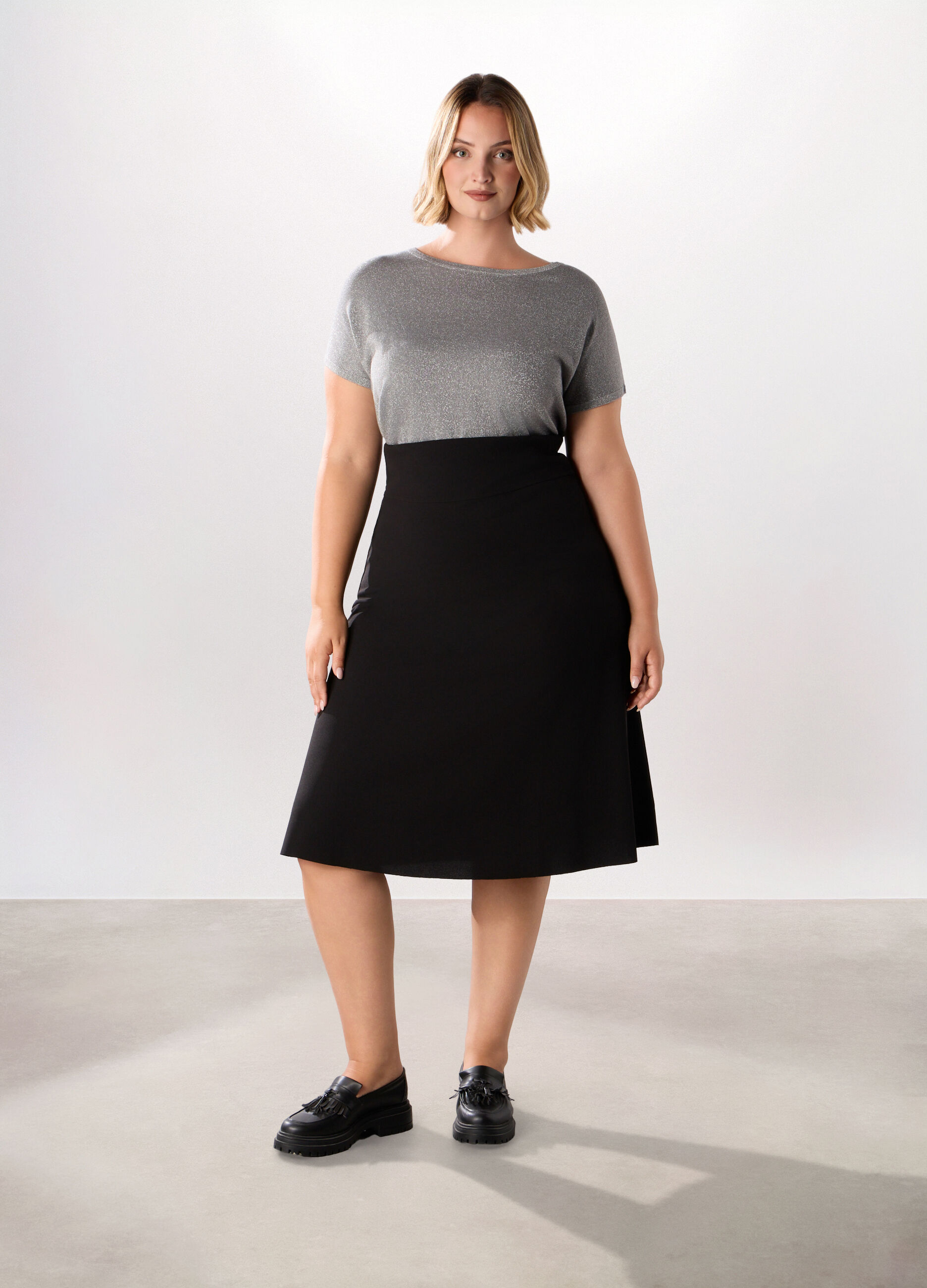 Gonna svasata in crepe stretch donna curvy_0