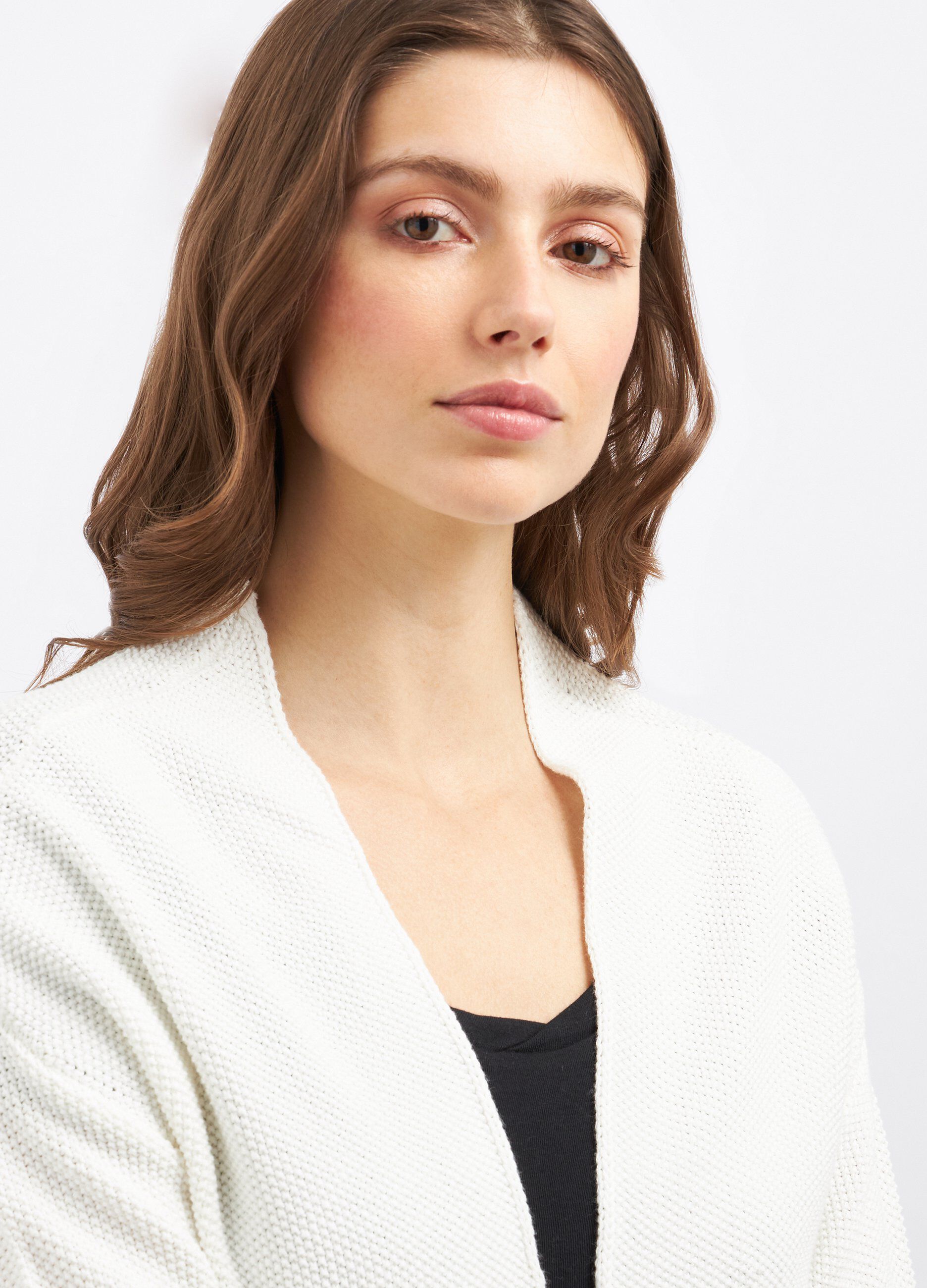 Cardigan aperto in misto cotone donna_2