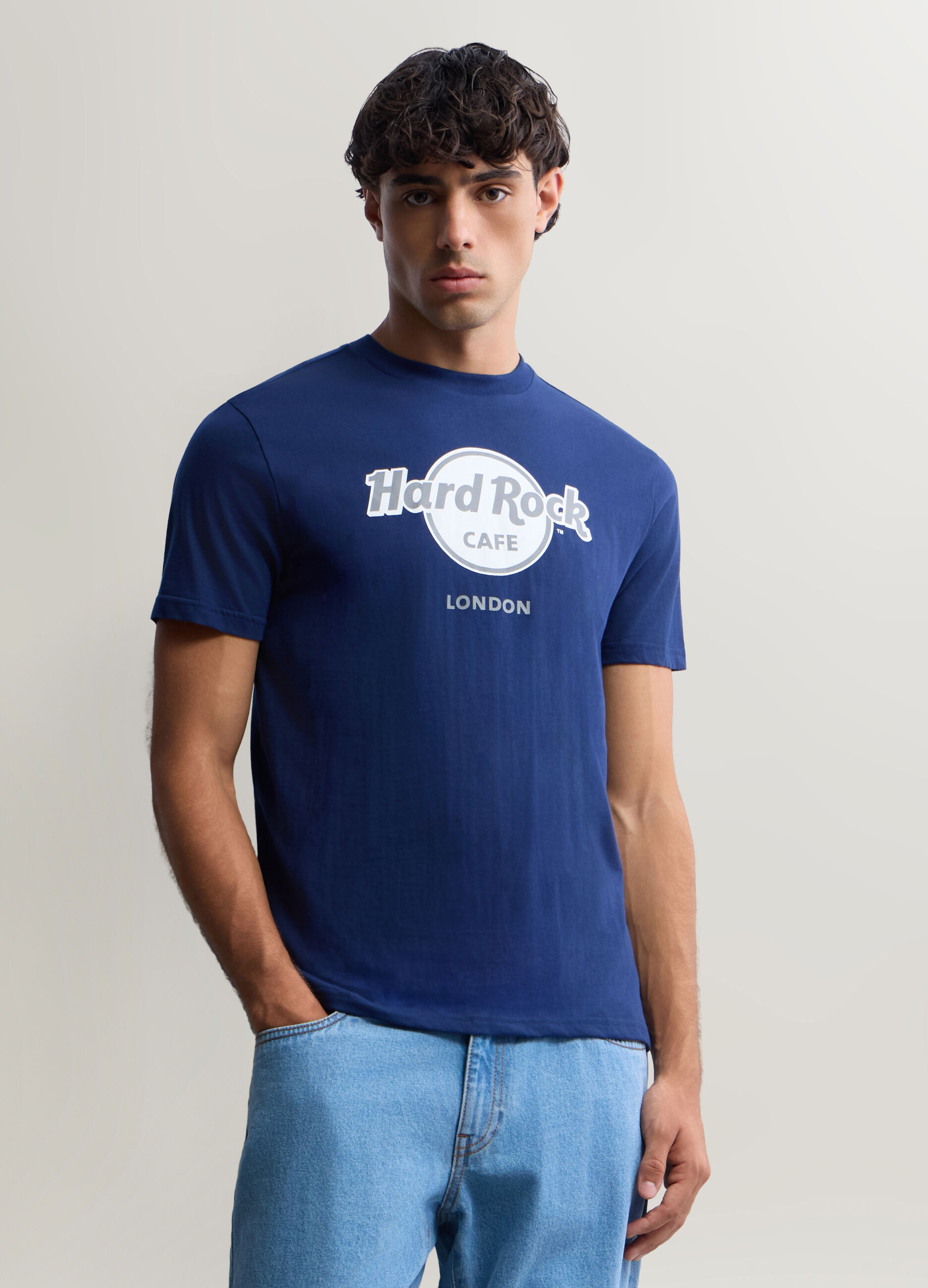T-shirt girocollo in cotone con stampa Hard Rock Cafe uomo_0
