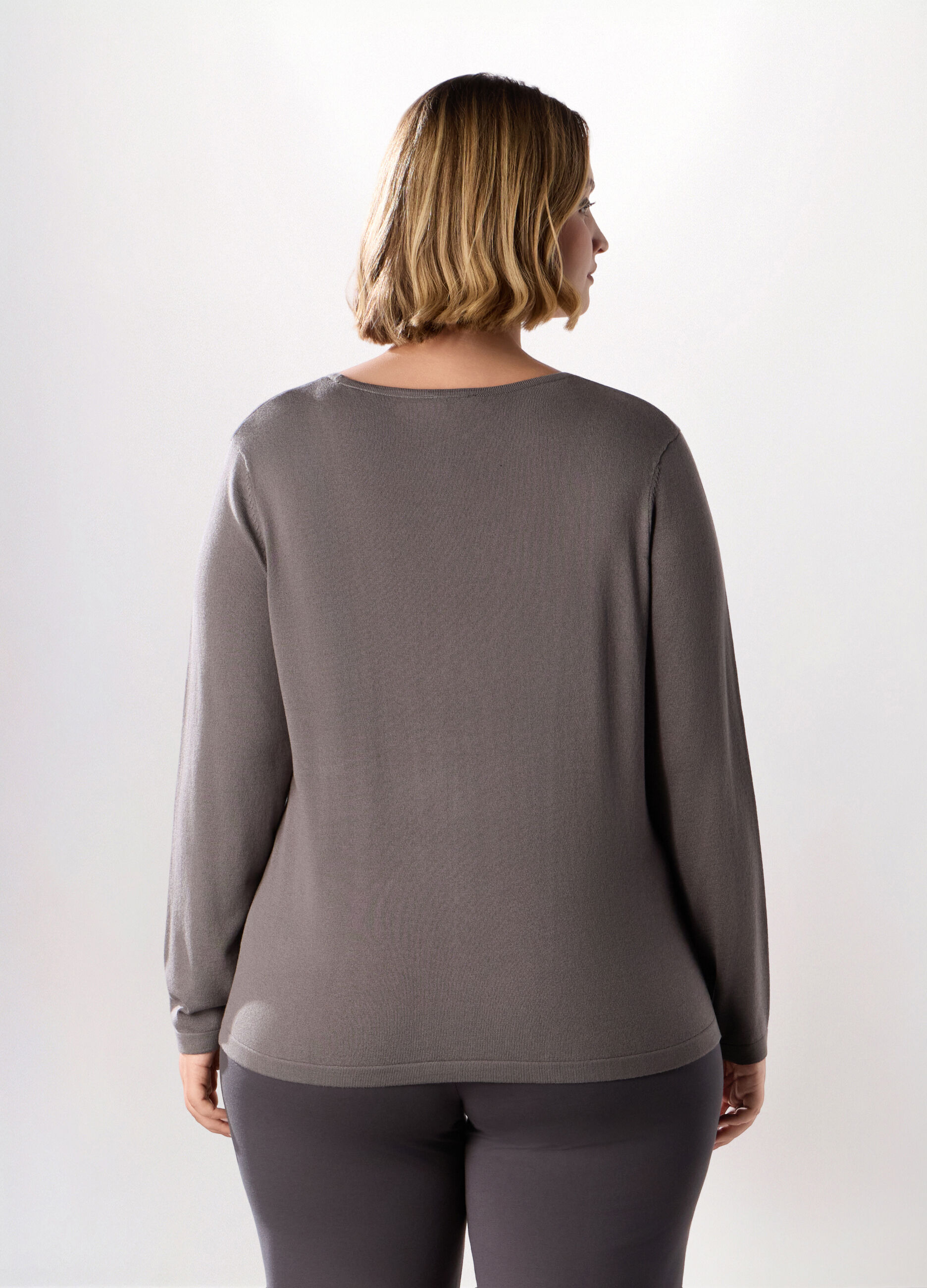 Pullover tricot tinta unita donna curvy_1