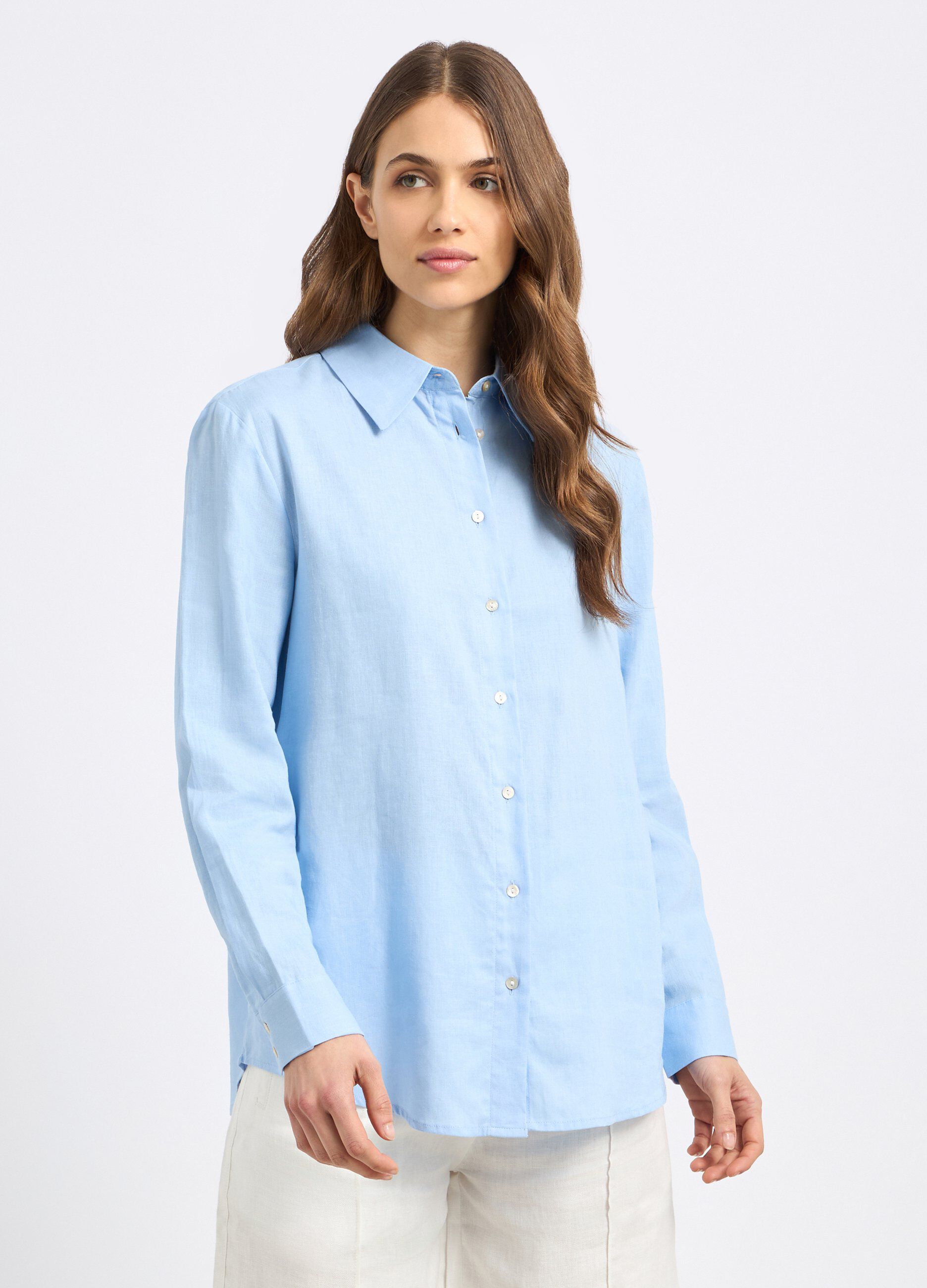 Camicia in misto lino donna_0