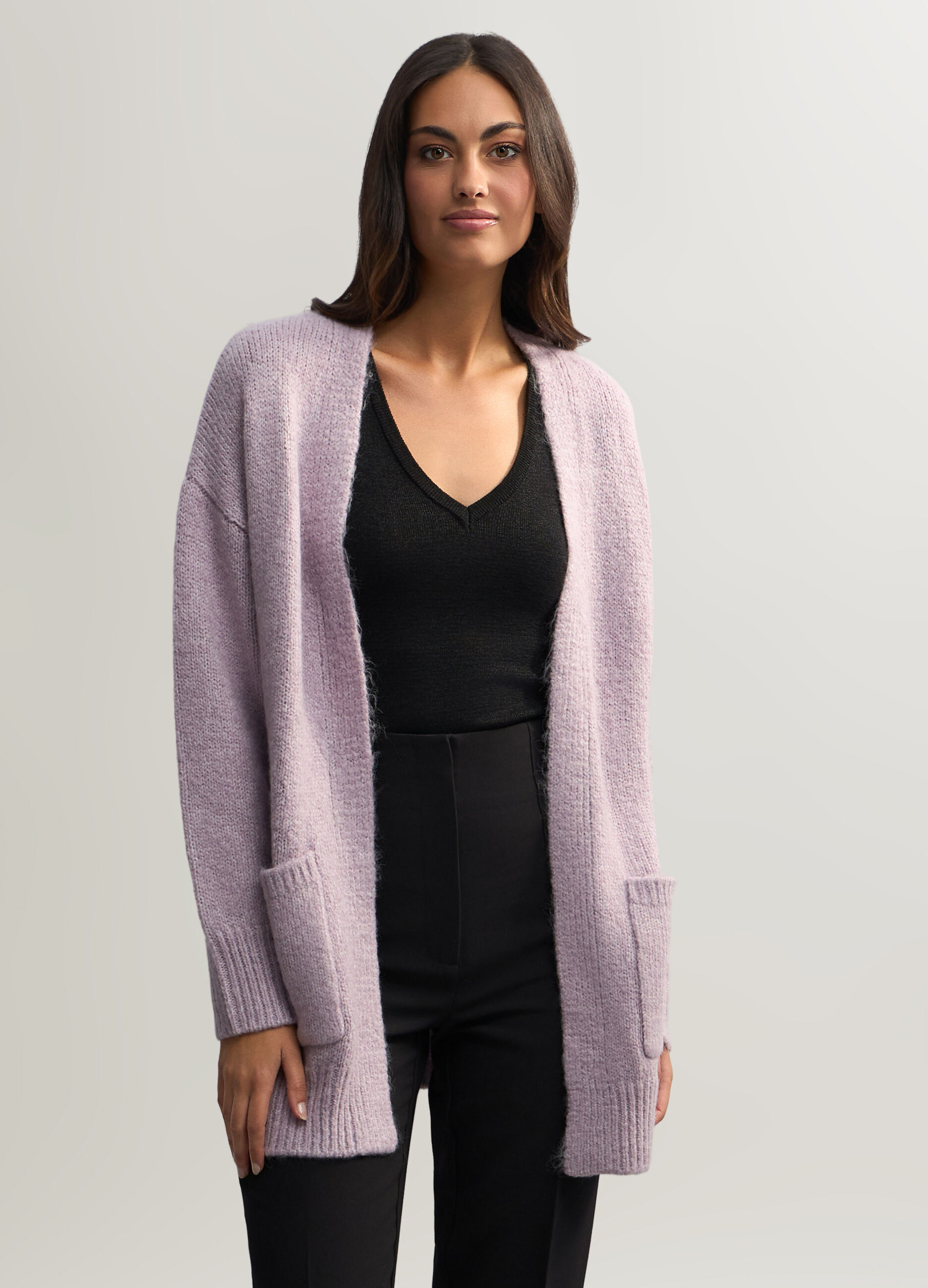 Cardigan lungo Fit Over aperto donna_0