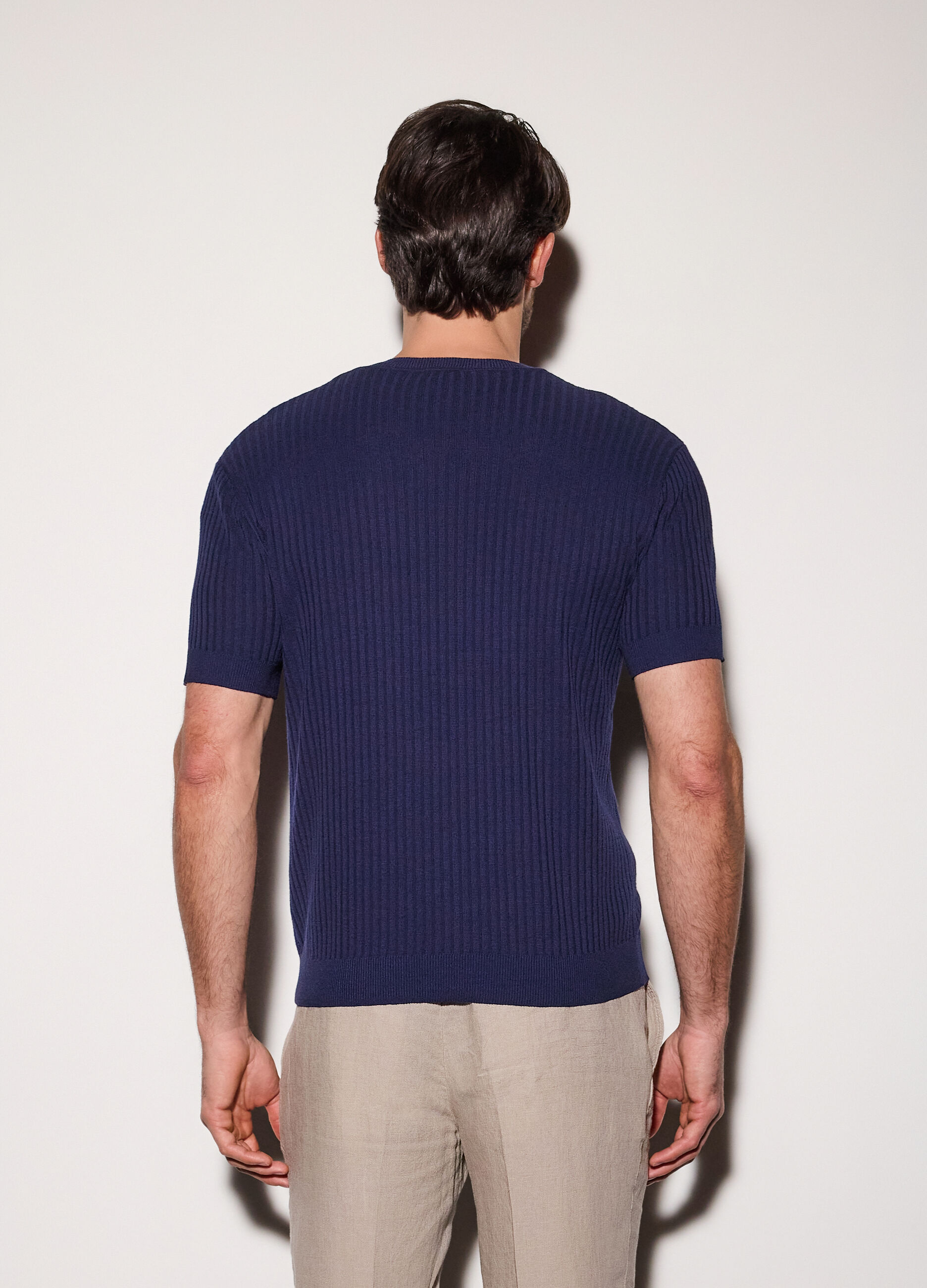 Maglietta a maniche corte in cotone a coste uomo_1