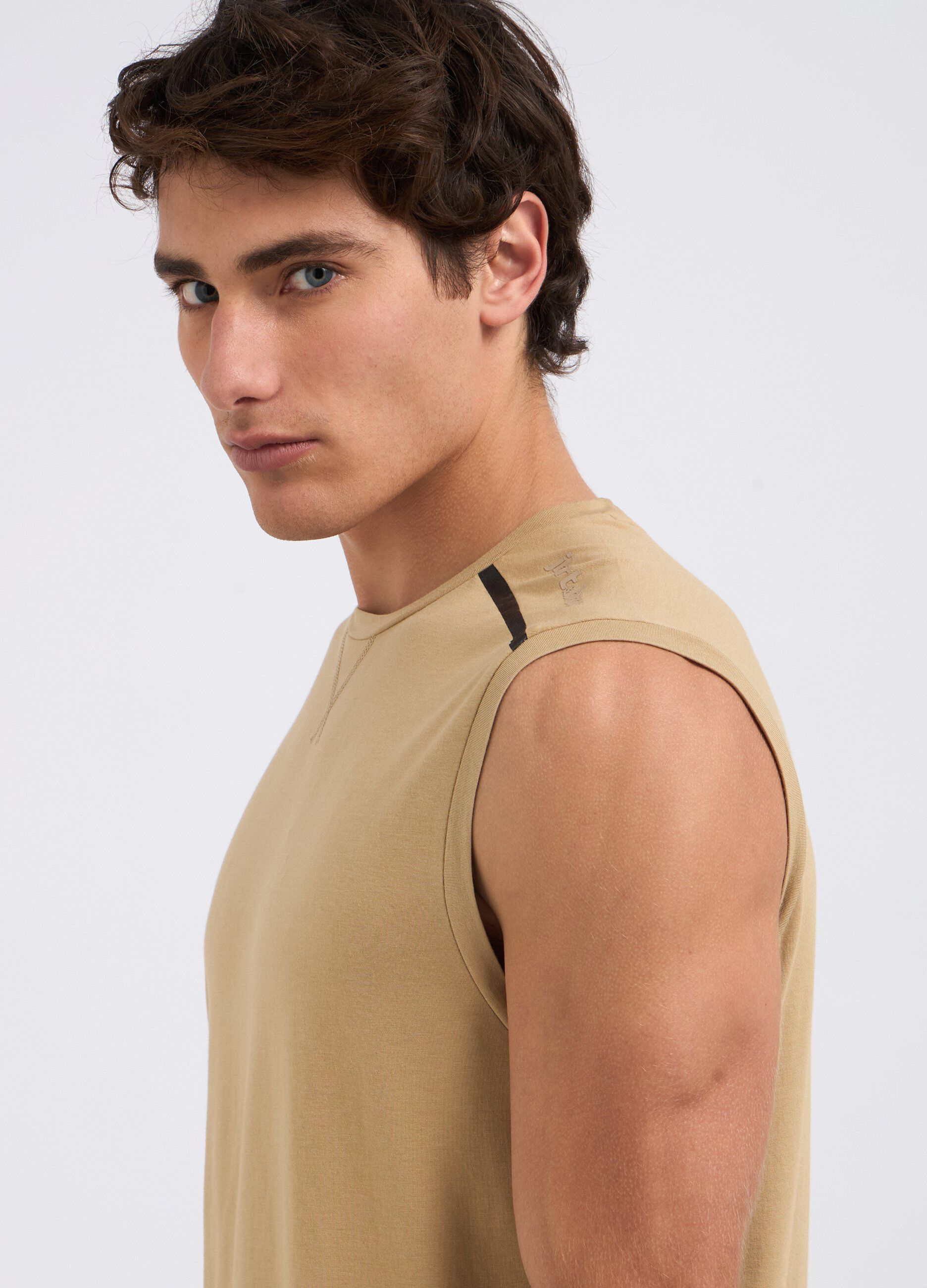 T-shirt smanicata in cotone misto modal uomo_2