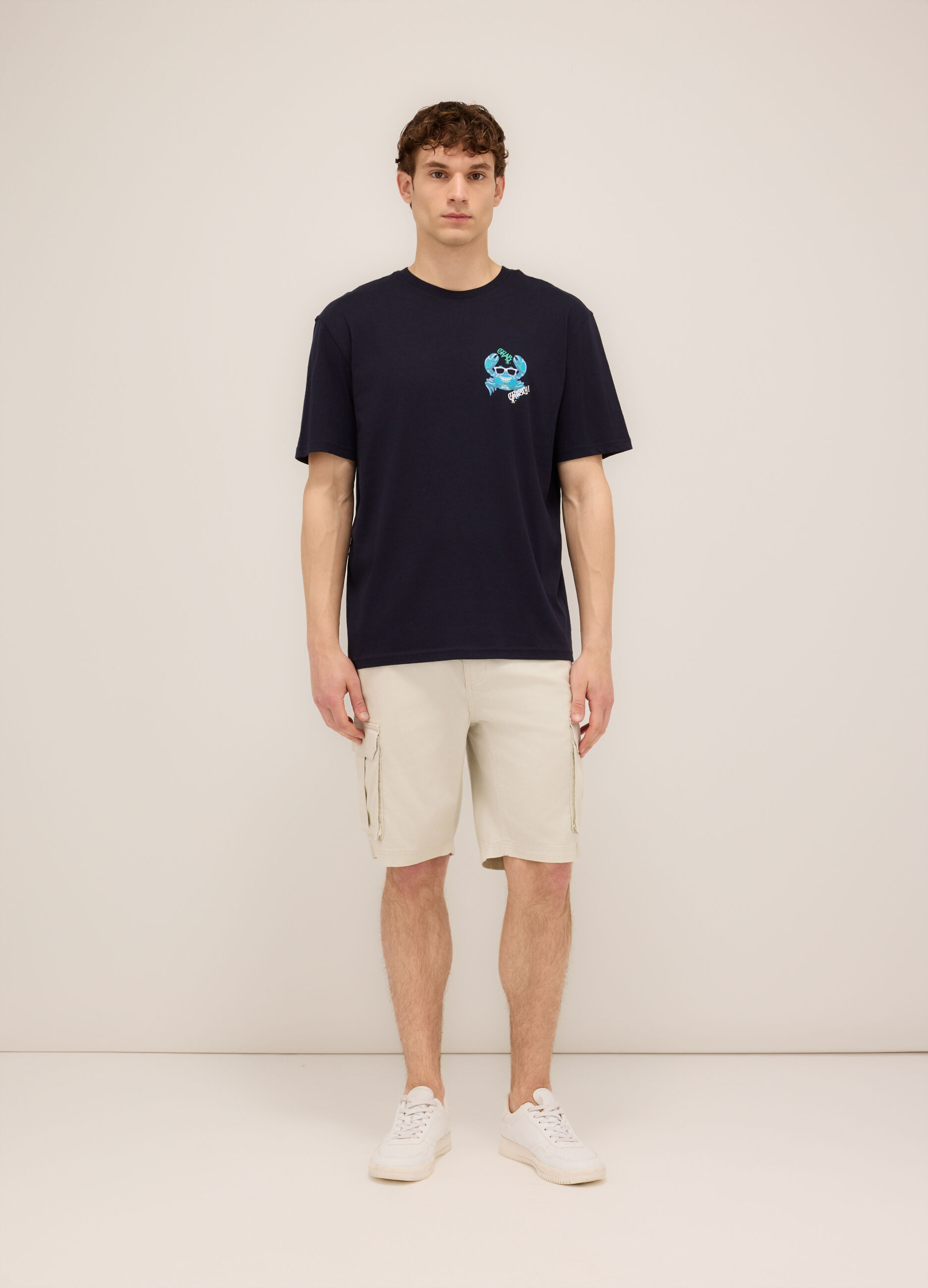 Bermuda cargo in twill di cotone uomo_0