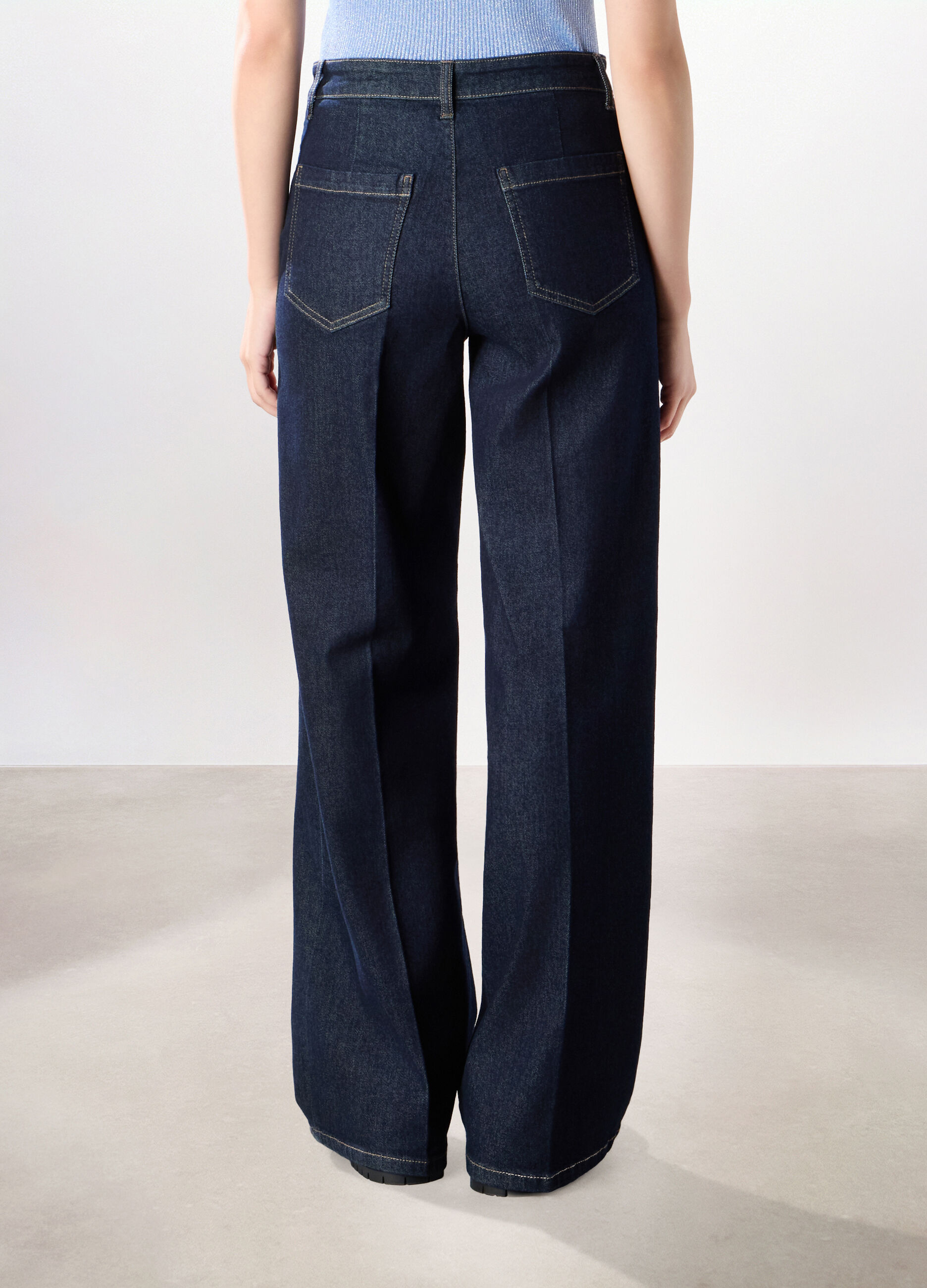 Pantaloni in denim di cotone stretch donna_1