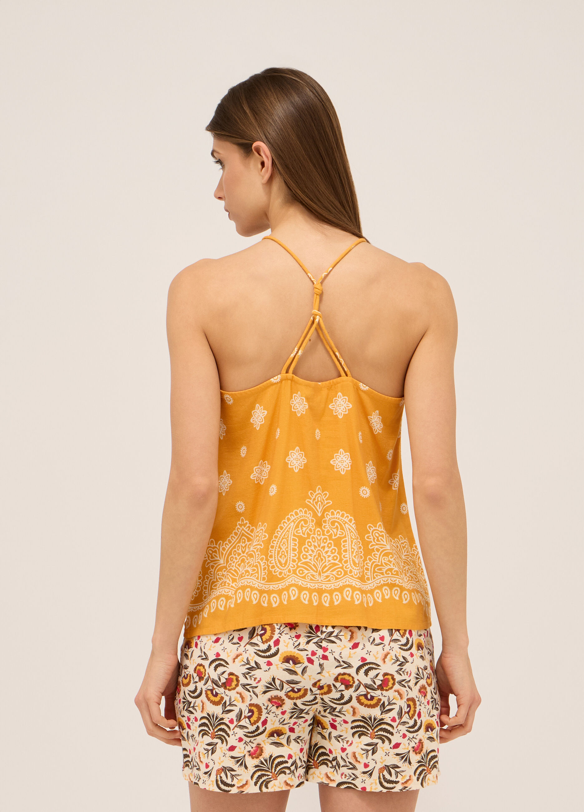 Top misto lino con stampa donna_1