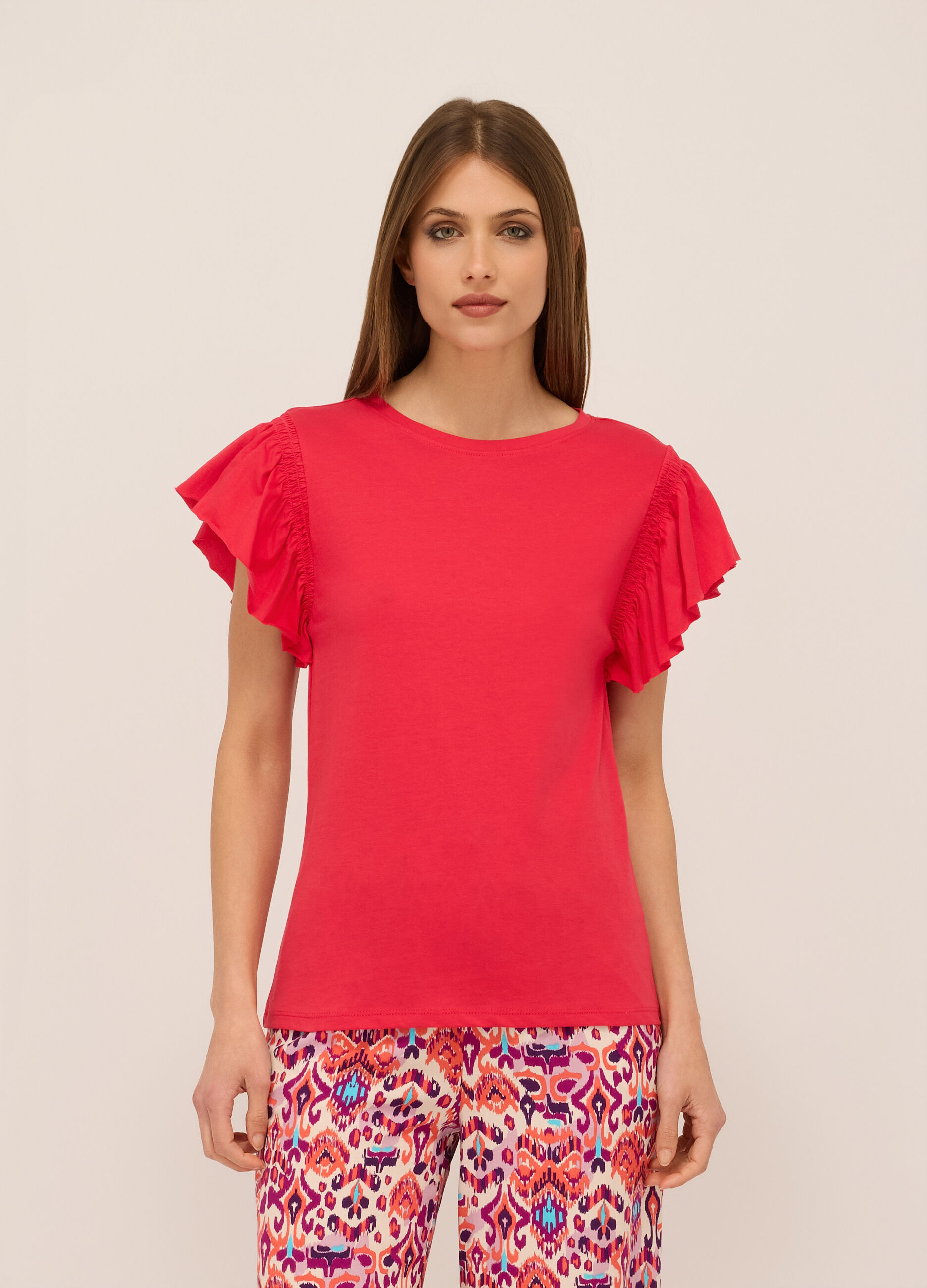 T-shirt in jersey di puro cotone donna_0