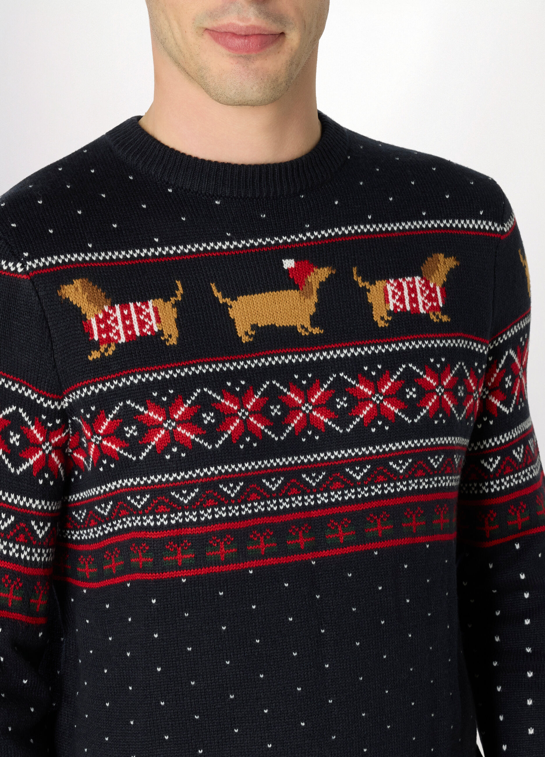 Maglione girocollo natalizio con pois uomo_2