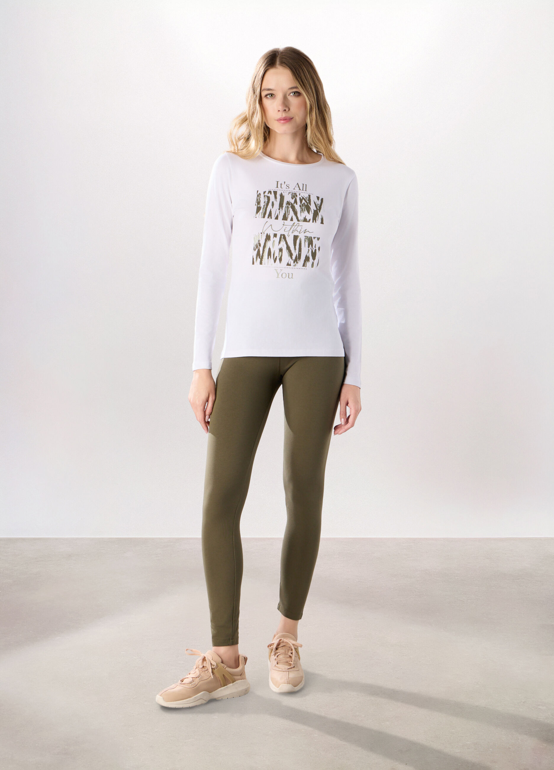 Leggings in jersey di cotone stretch donna_0