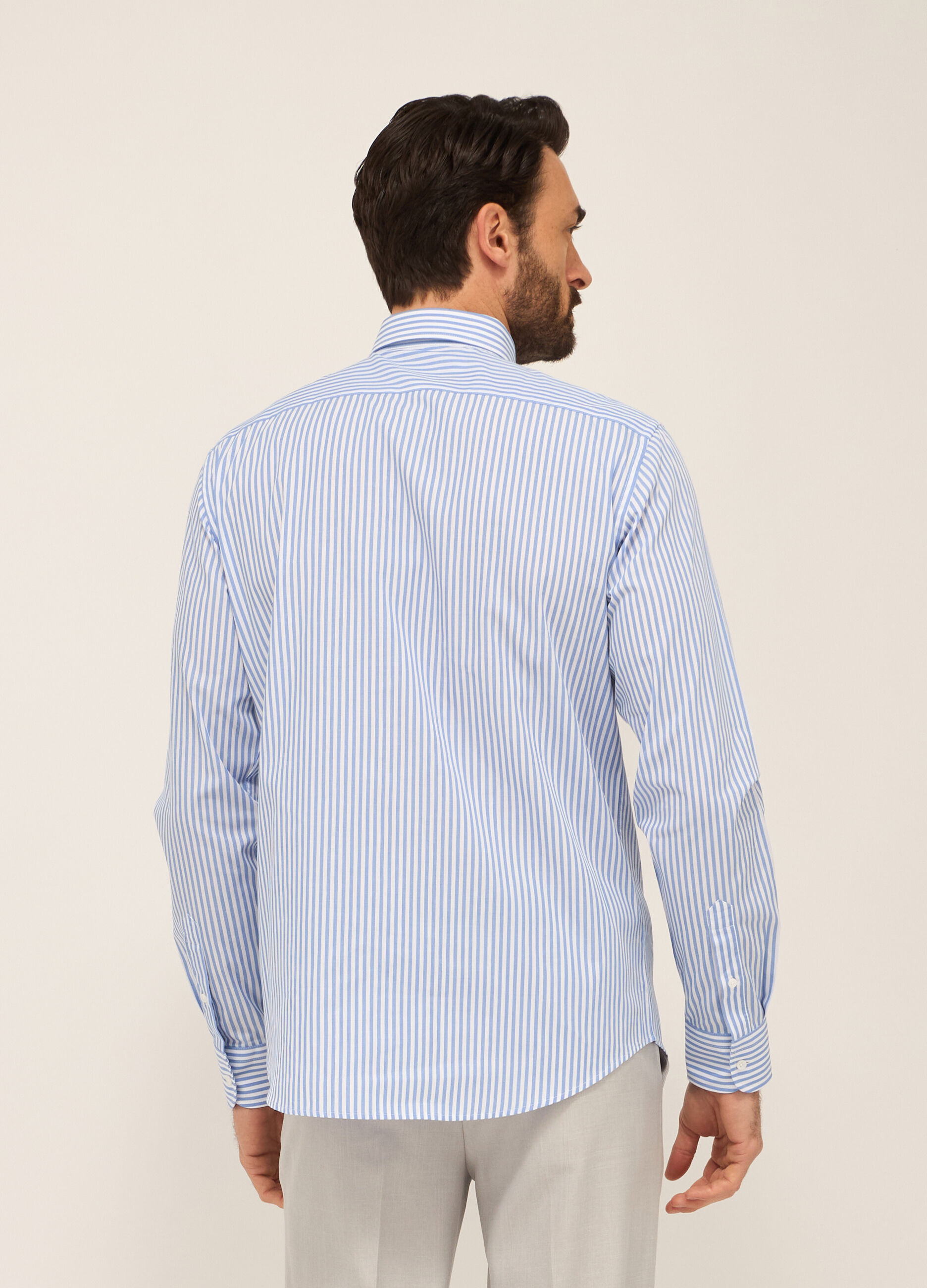Camicia regular fit in misto cotone a righe_1