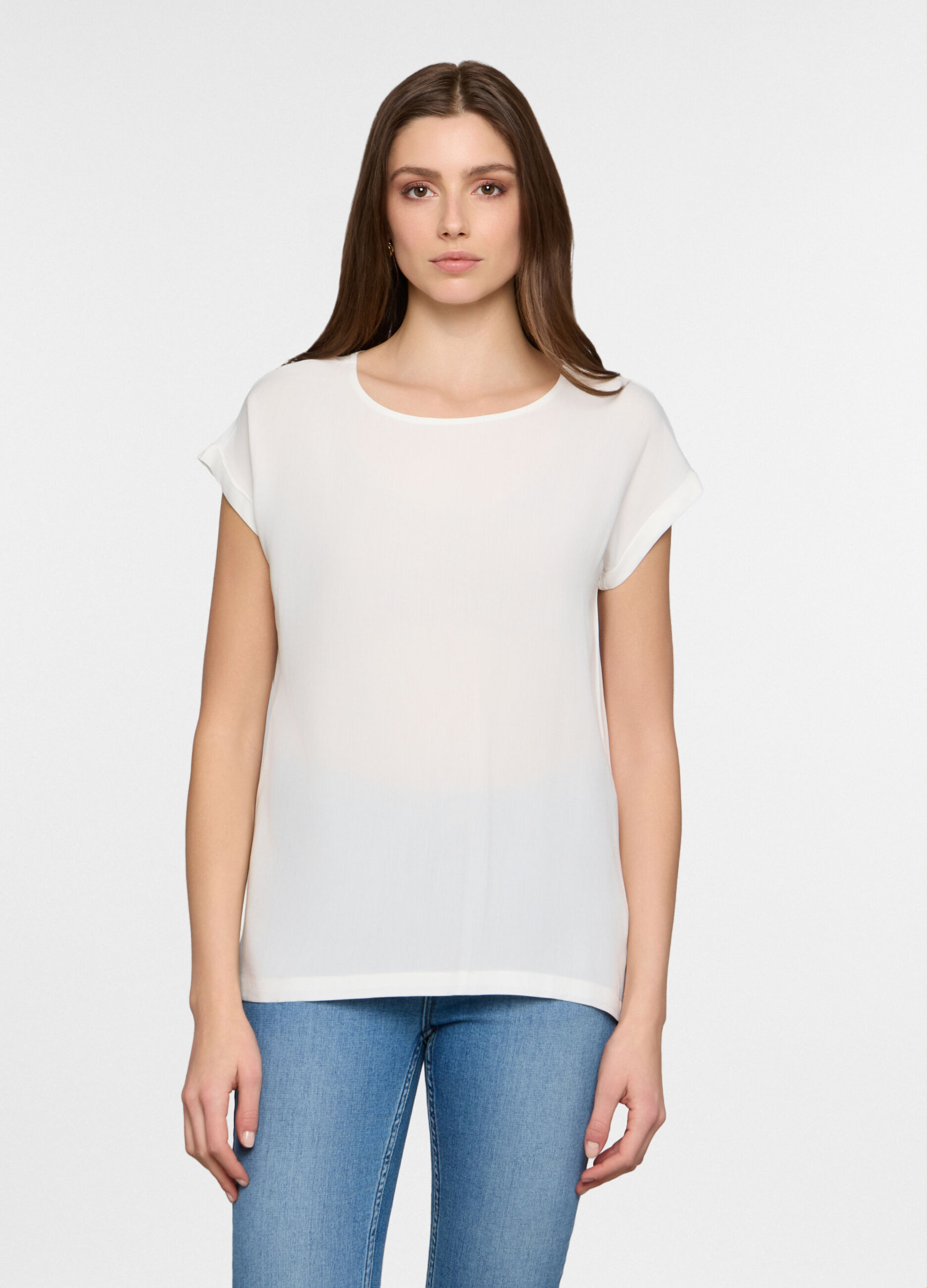 Blusa regular fit con scollo rotondo donna_0