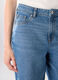 Pantaloni wide leg in denim di puro cotone donna_2