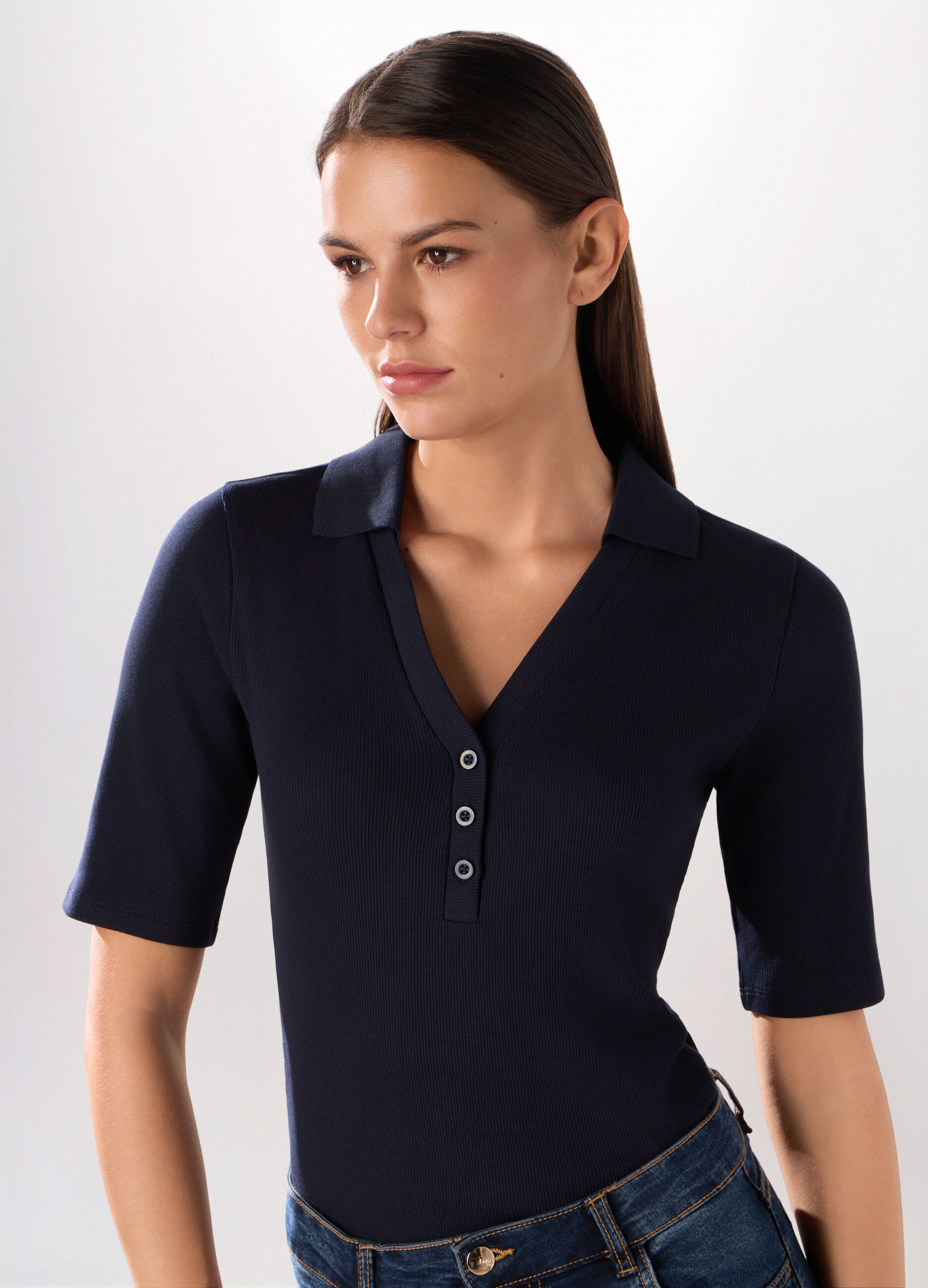 Body in costina di cotone stretch donna_2