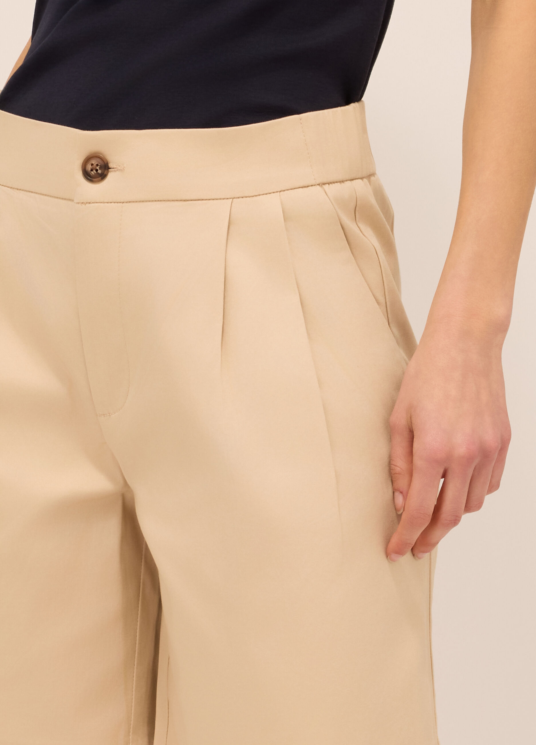 Shorts in raso di cotone stretch donna_2