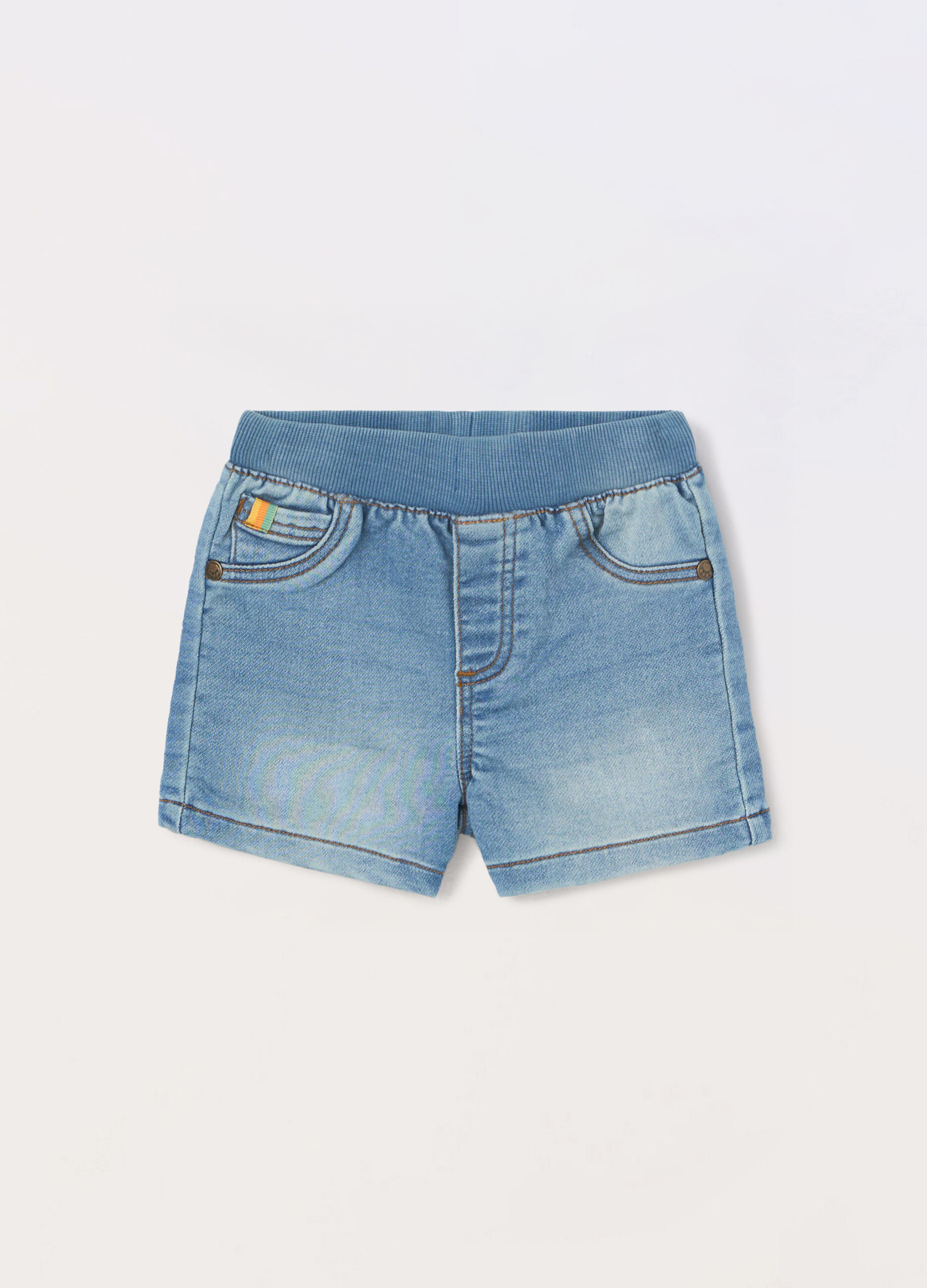 Shorts in french terry denim neonato_0