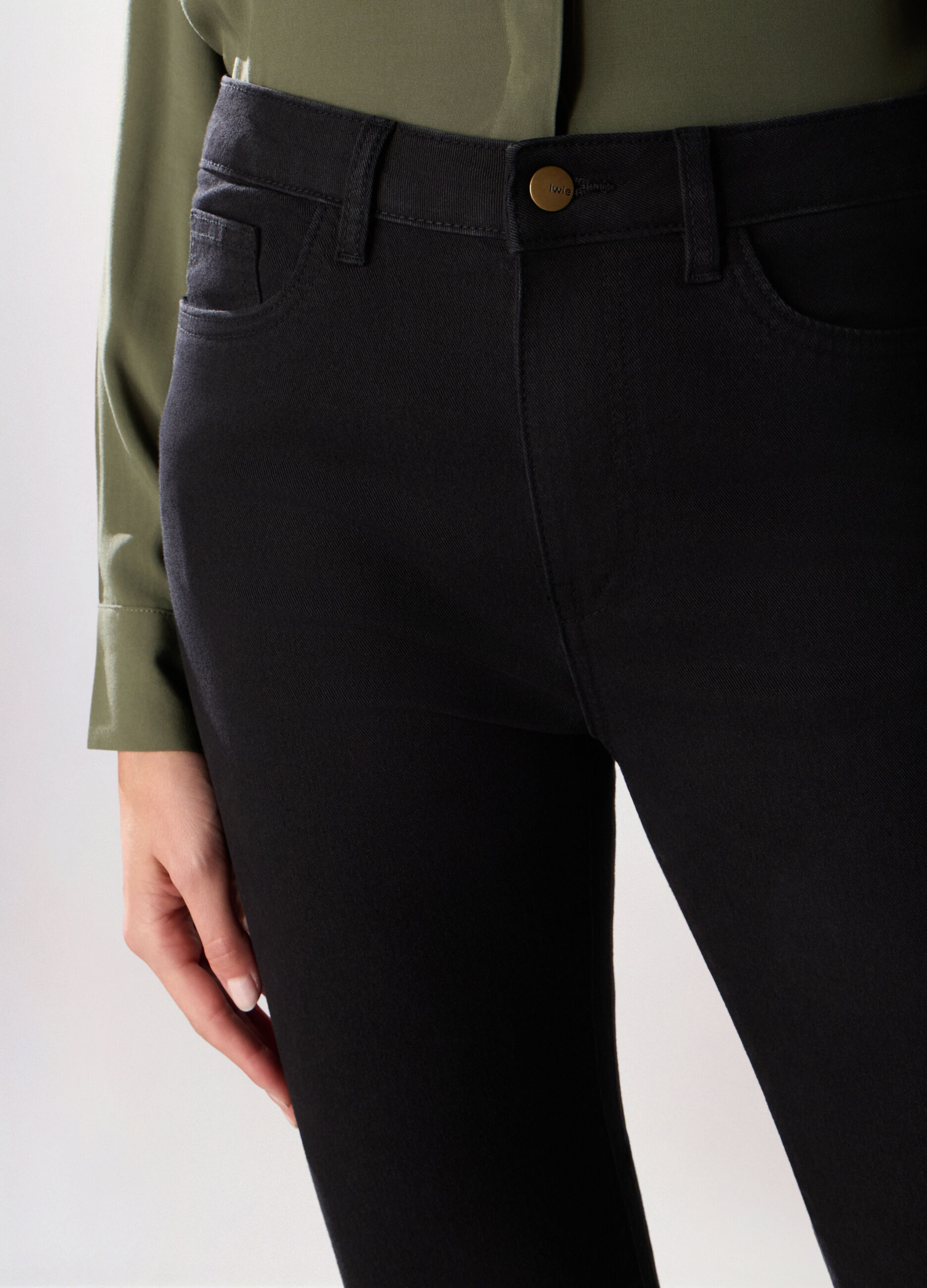 Pantaloni in denim misto cotone donna_2