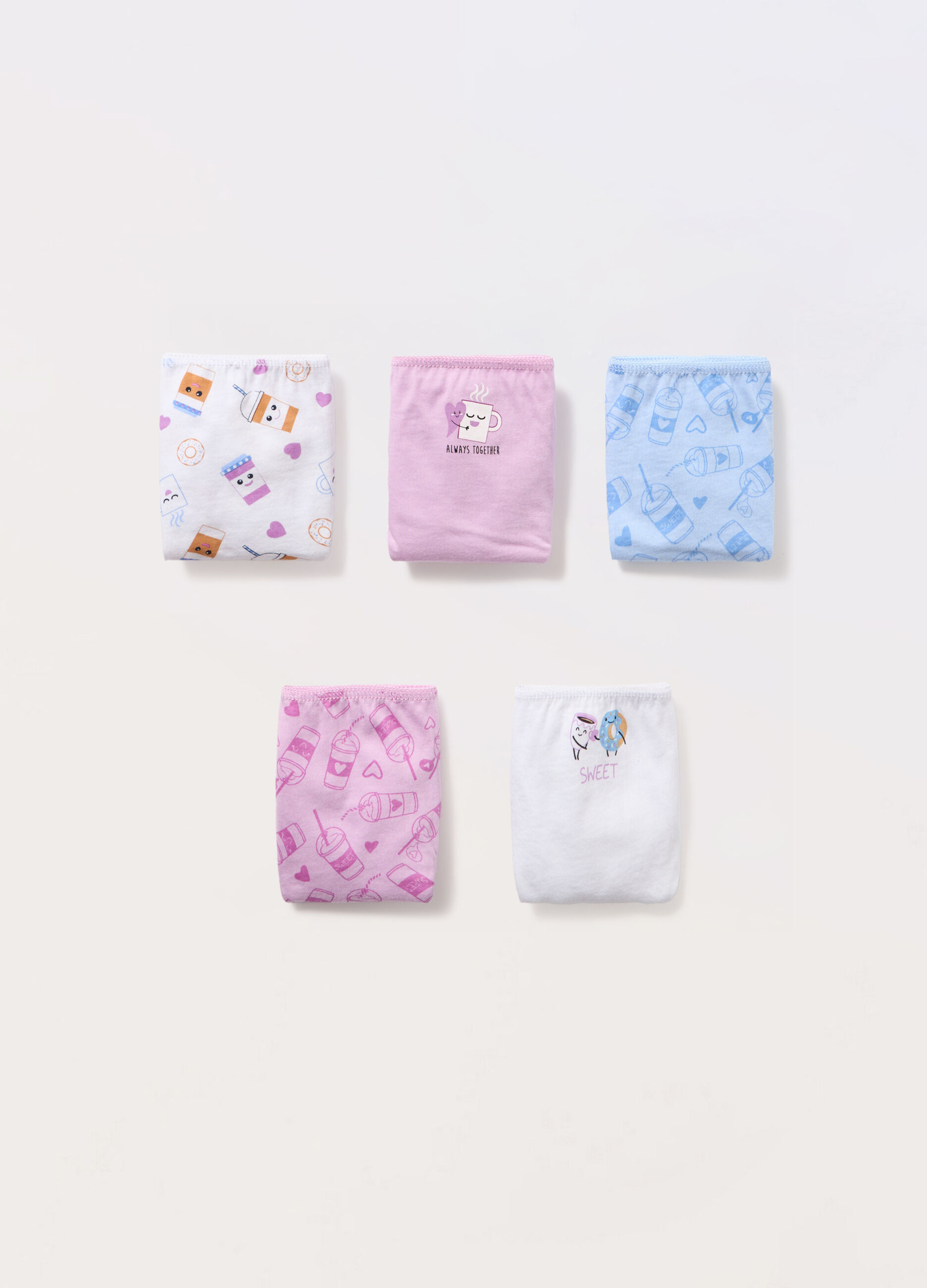 Pack 5 slip in puro cotone ragazza