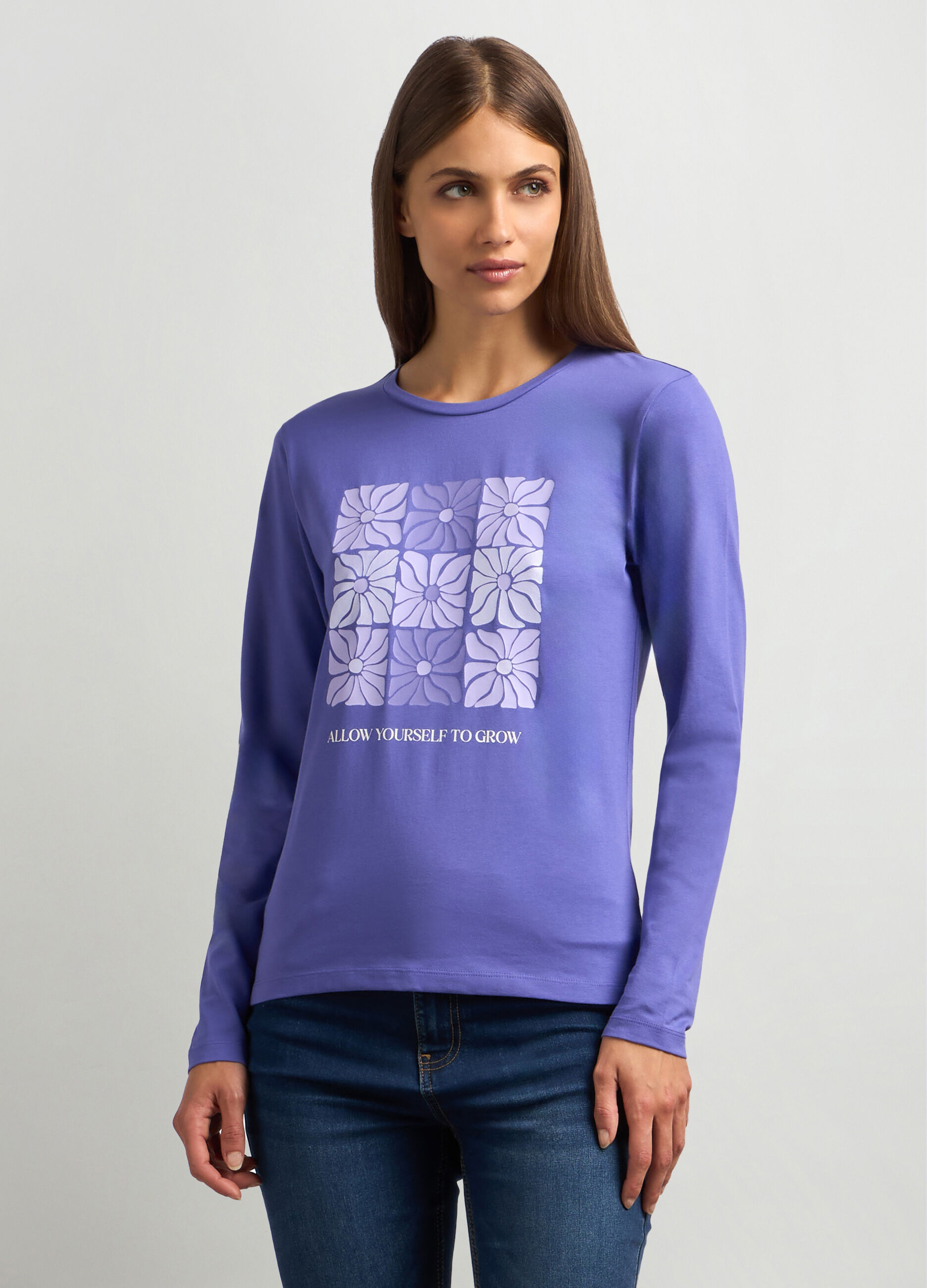 T-shirt in jersey di cotone stretch donna_0