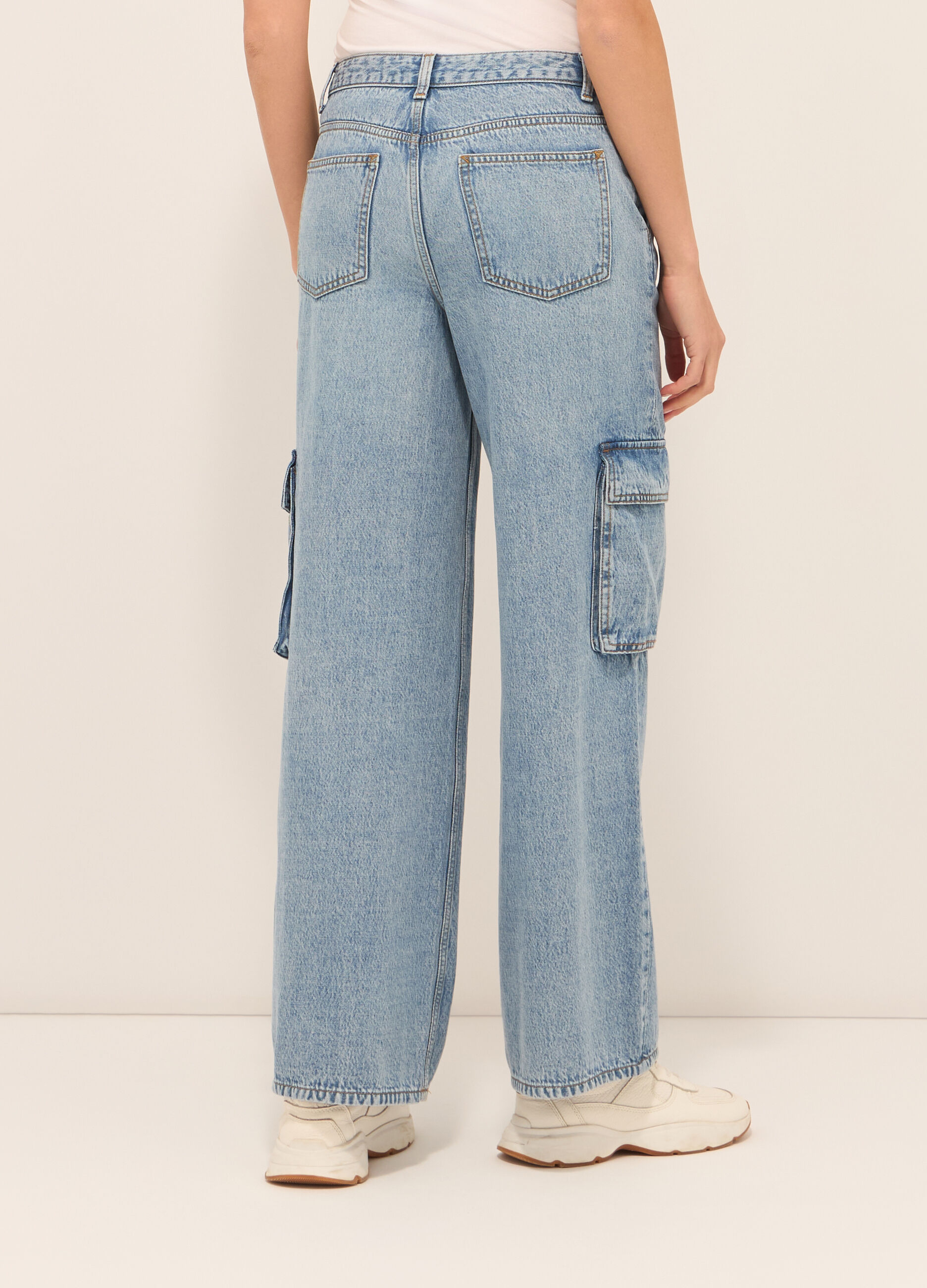 Pantaloni cardo in denim di misto cotone donna_1