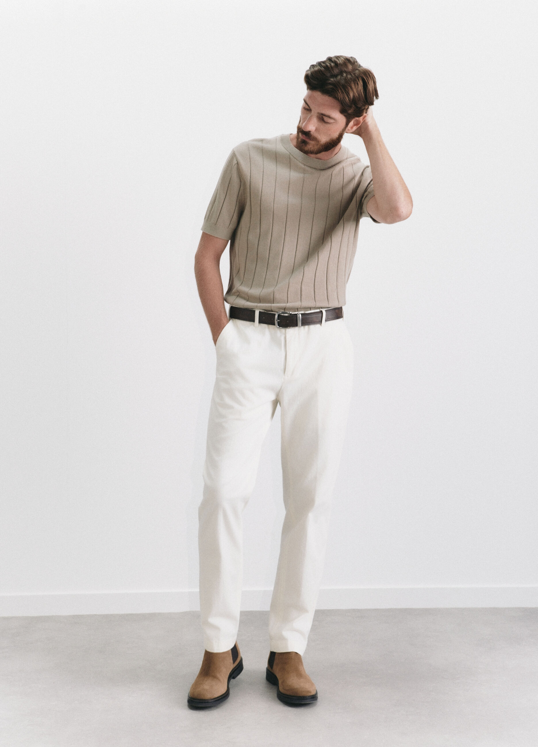 T-shirt in maglia a costa piatta uomo_0