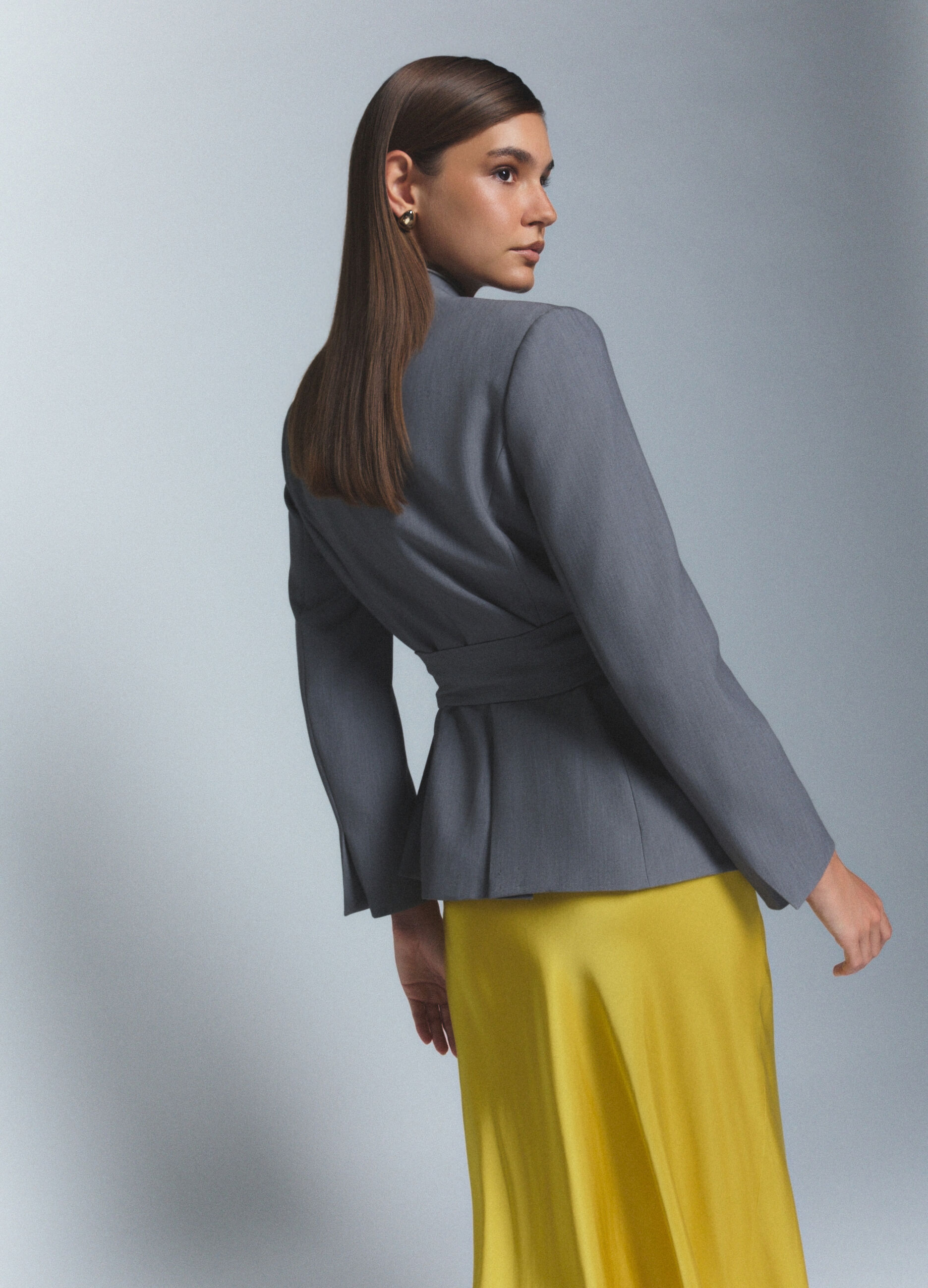 Blazer doppiopetto con collo reverse in twill stretch donna_2