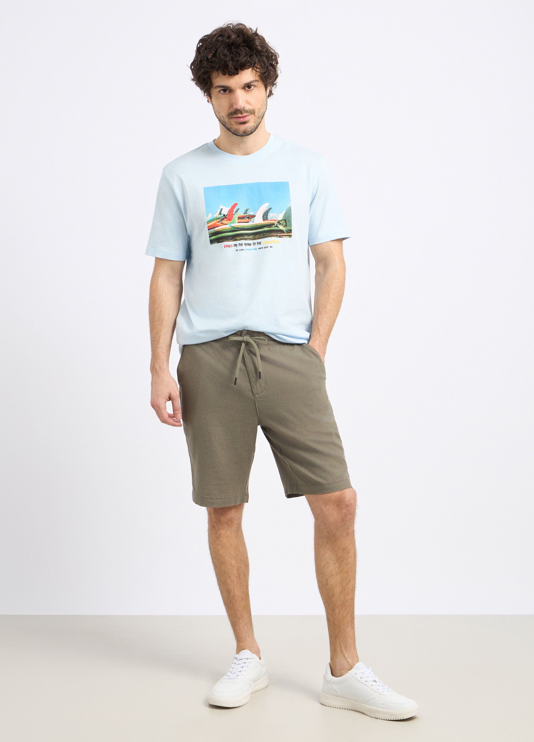 Shorts in misto lino uomo_0
