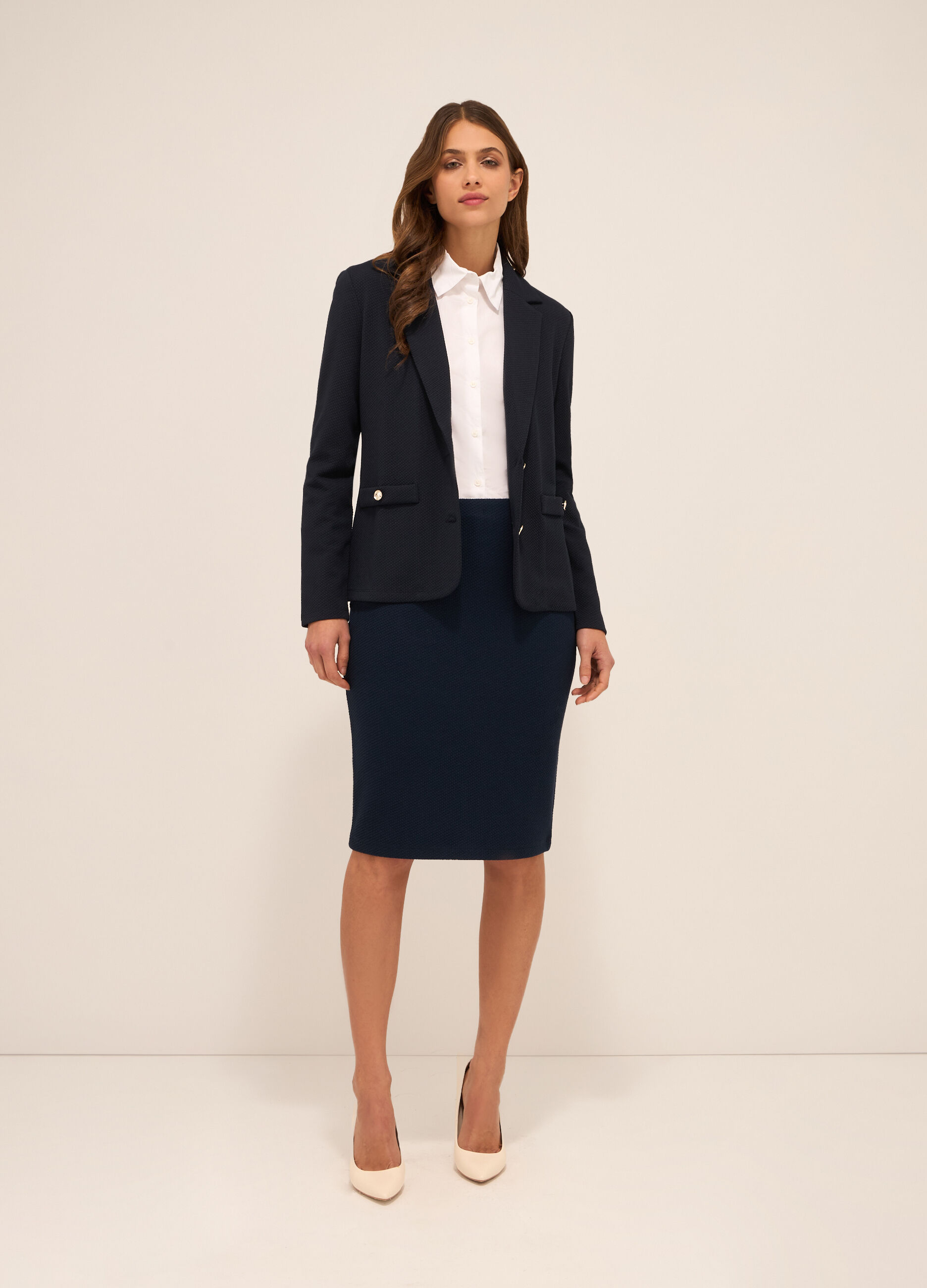 Gonna a tubino in misto cotone stretch donna_0