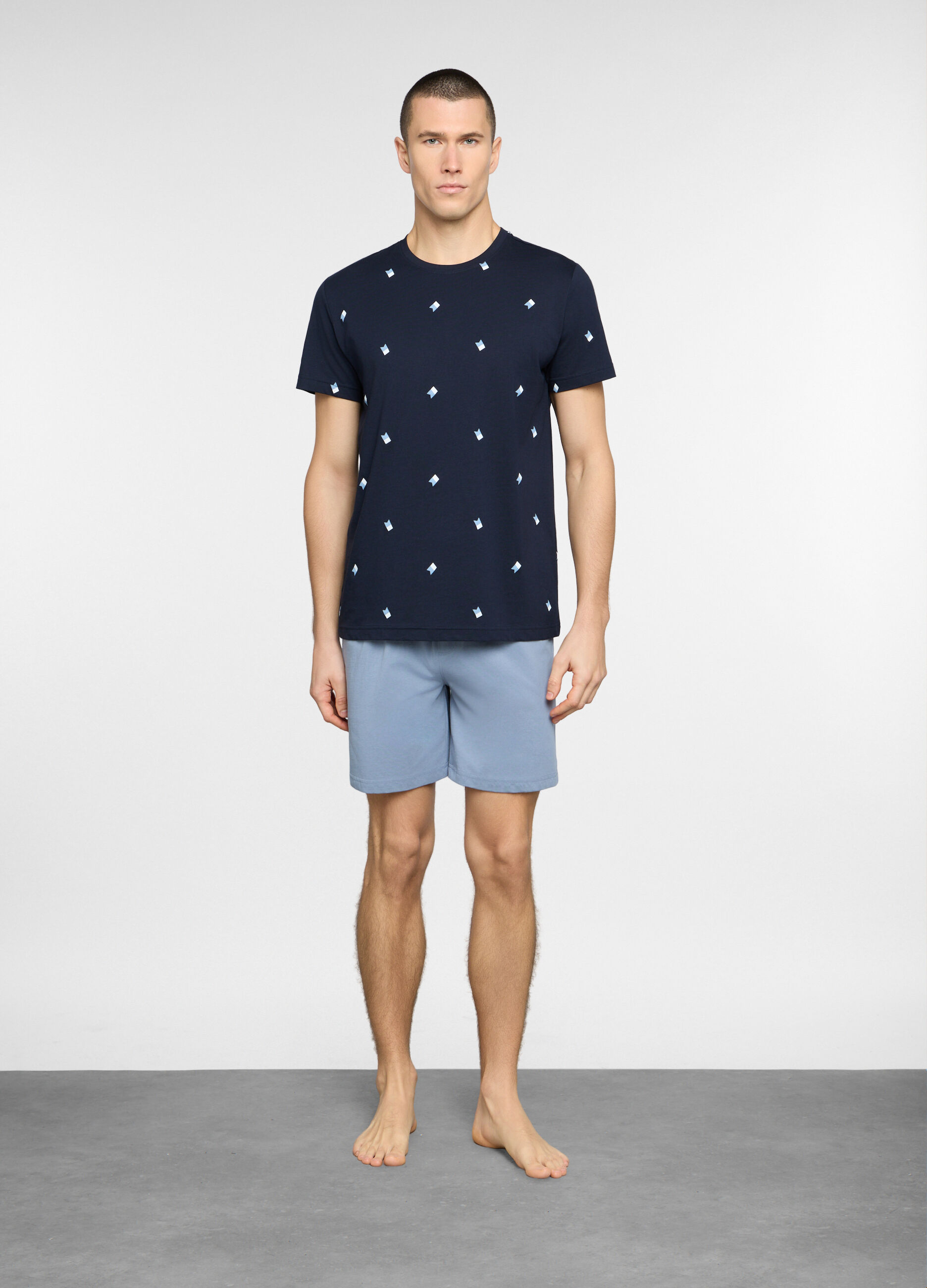 Pigiama corto in jersey con stampa uomo_0