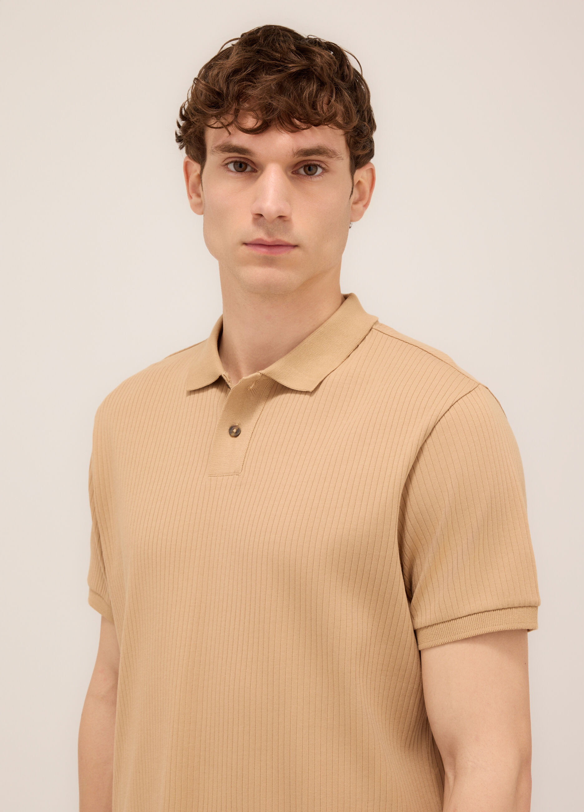 Polo a maniche corte in interlock di cotone stretch uomo_2