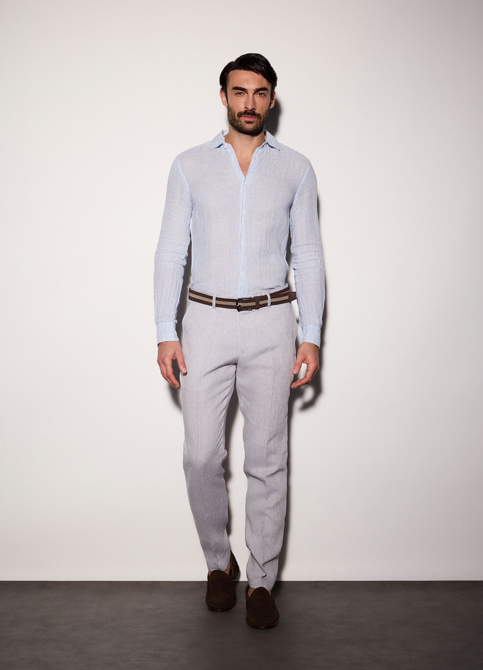 Pantaloni chino slim fit in lino uomo_0