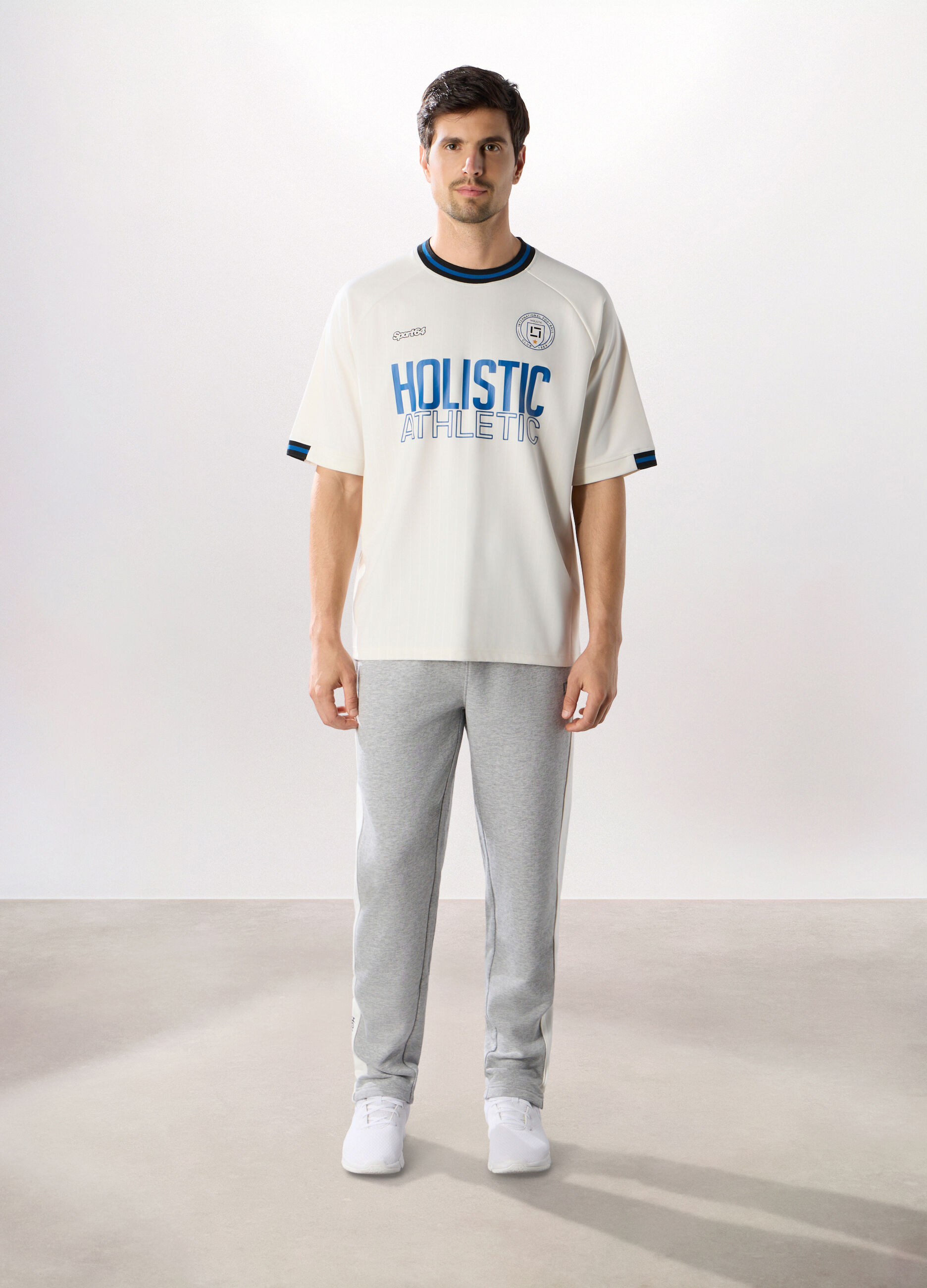 Jogger bicolore in misto cotone uomo_0