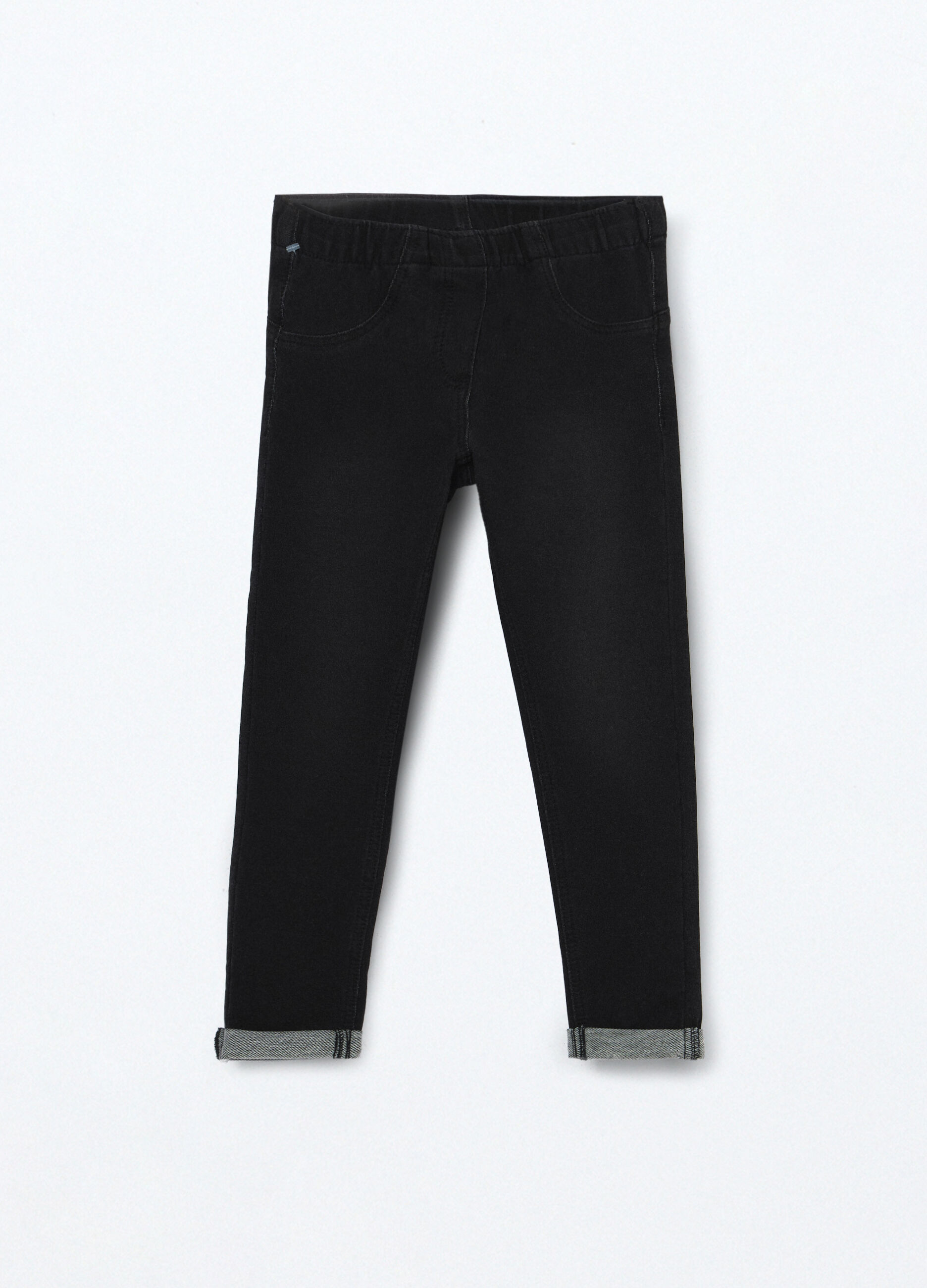 Jeggings in french terry denim misto cotone bambina_0