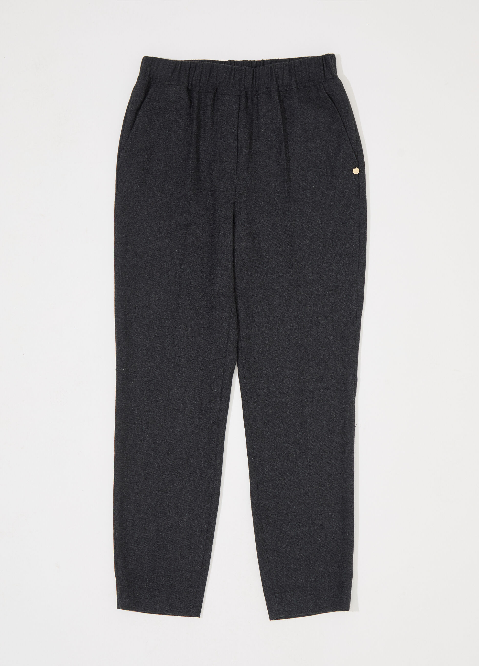 Pantalone in misto lana con vita elasticata donna_4
