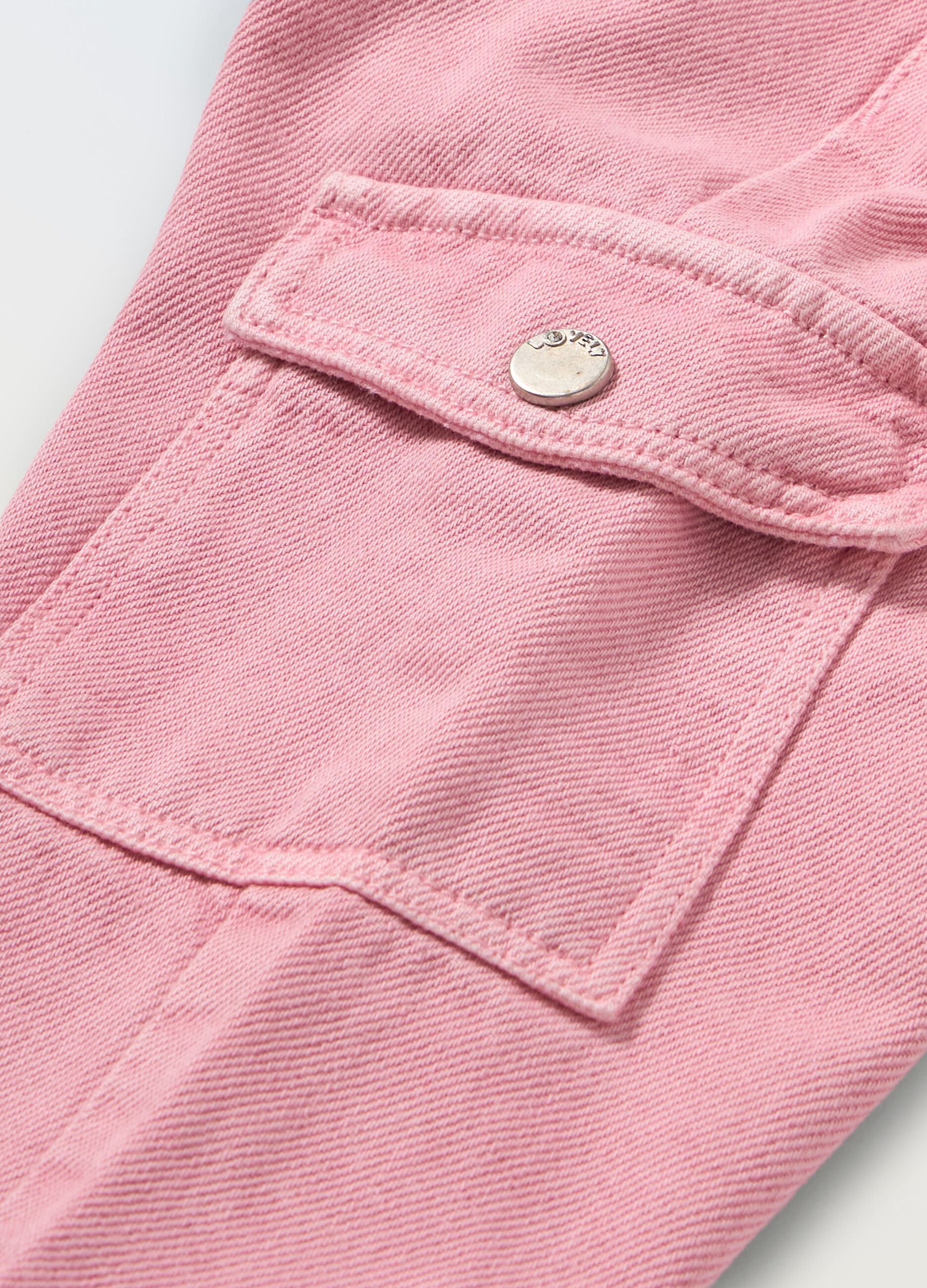 Pantaloni cargo paperbag in denim di puro cotone neonata_1