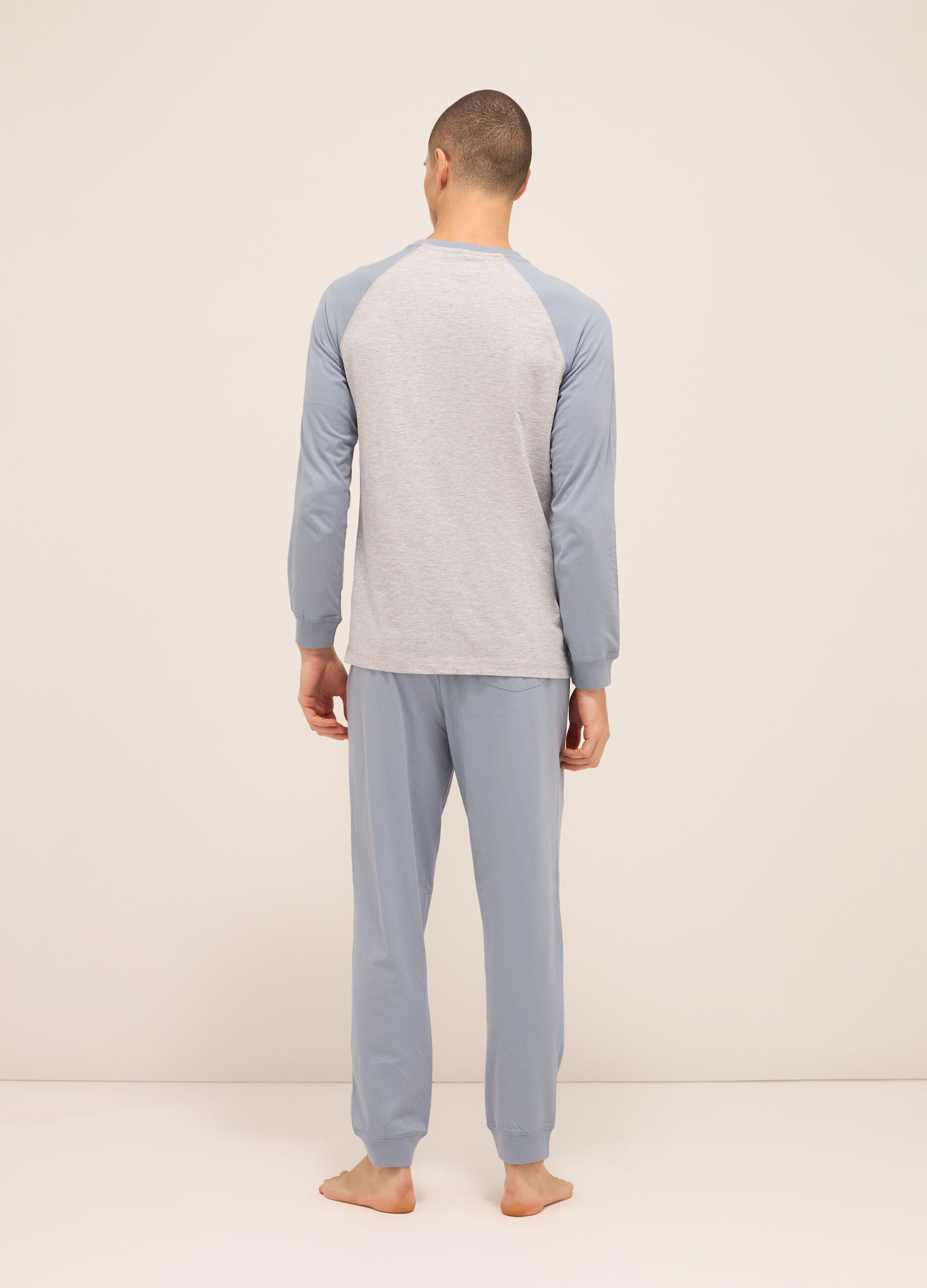 Maglia del pigiama raglan in puro cotone uomo_1