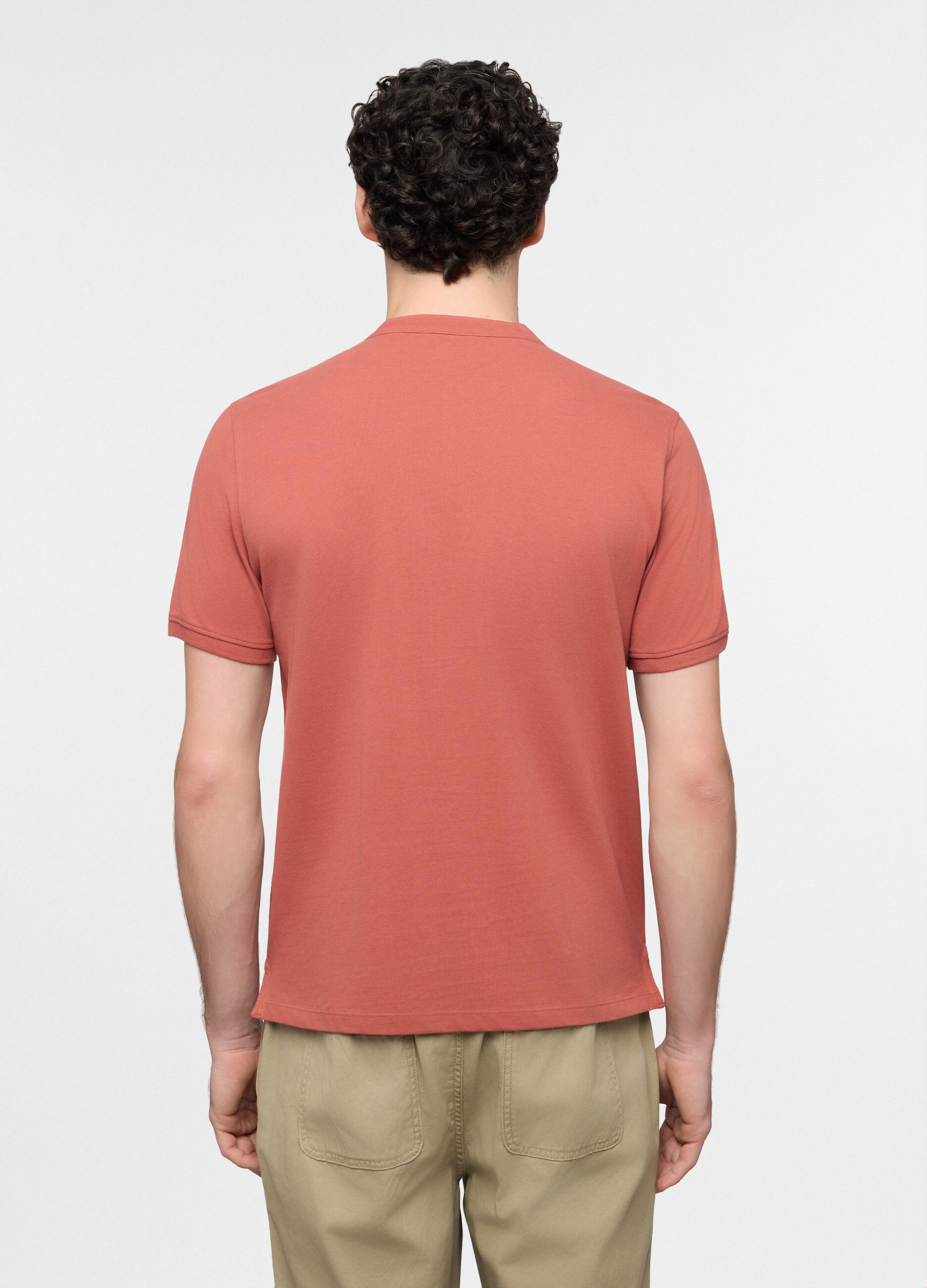 Polo a maniche corte con collo coreano uomo_1