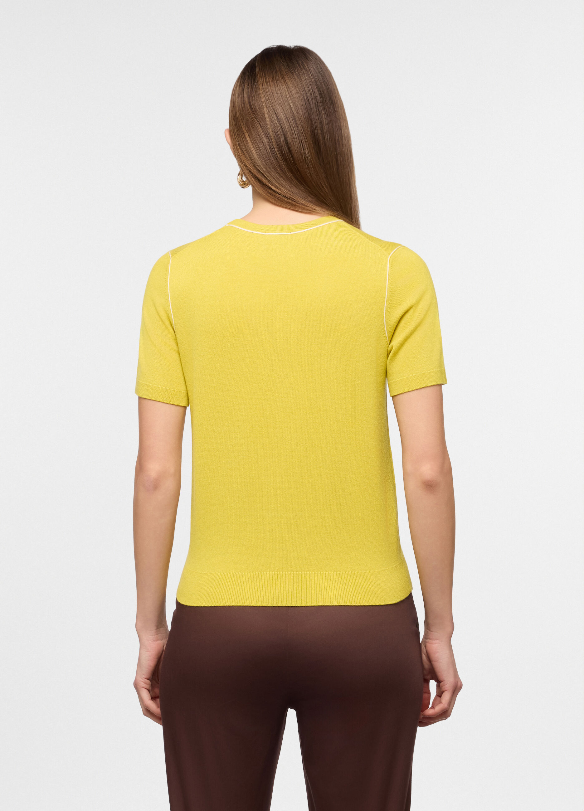 T-shirt girocollo in maglia rasata donna_1