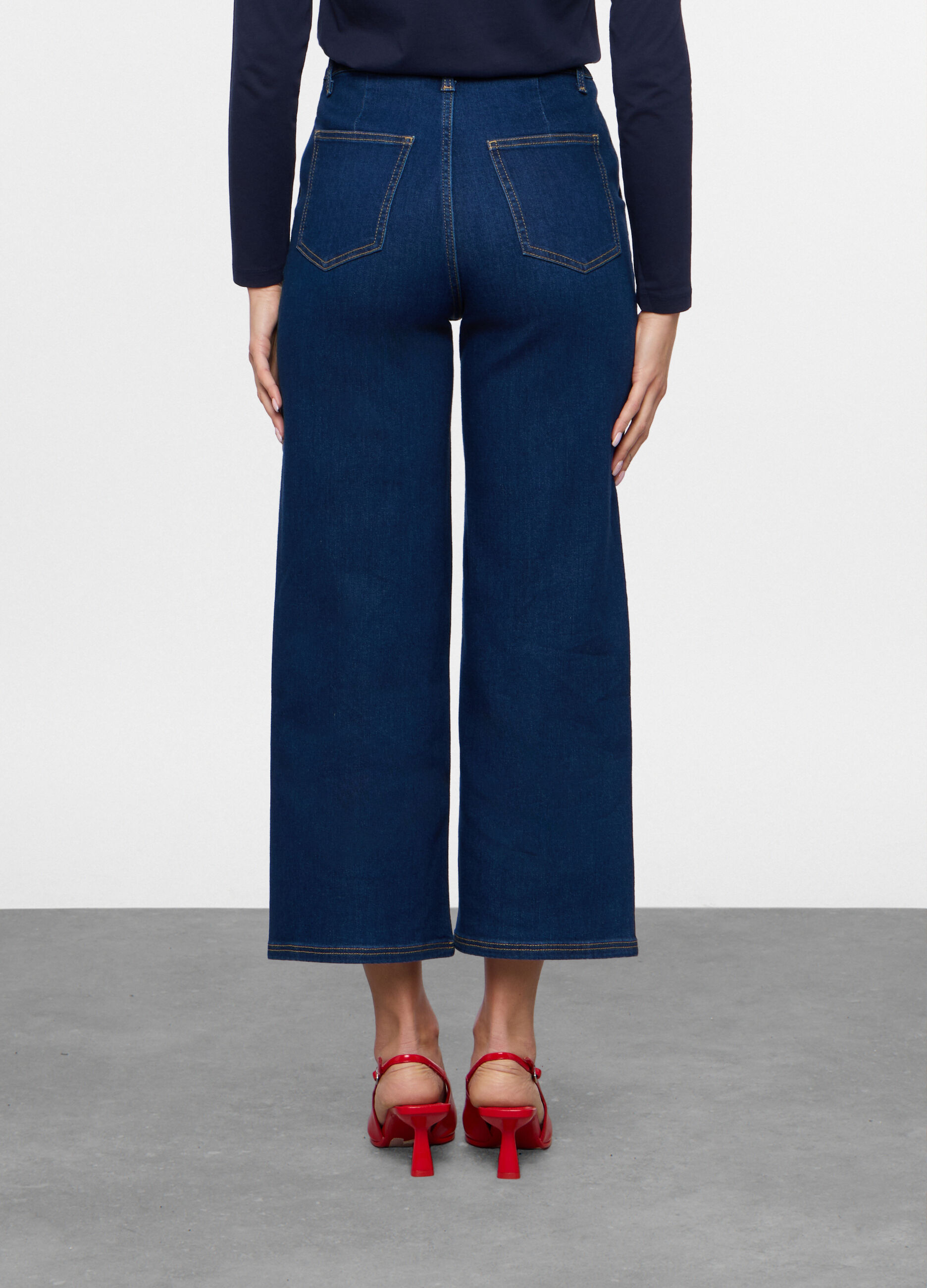 Pantaloni in denim wide leg donna_1