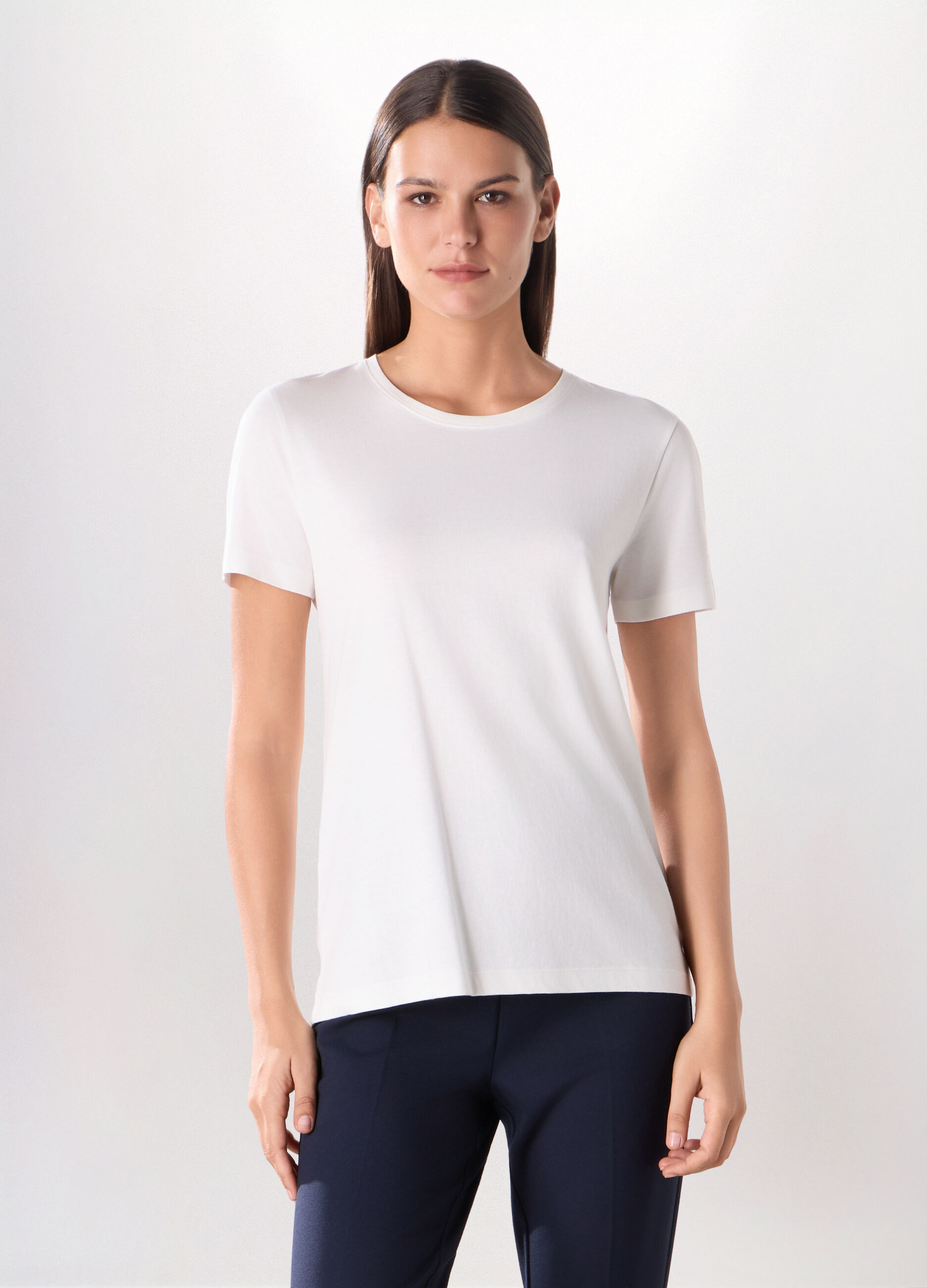 T-shirt in jersey di puro cotone donna_0
