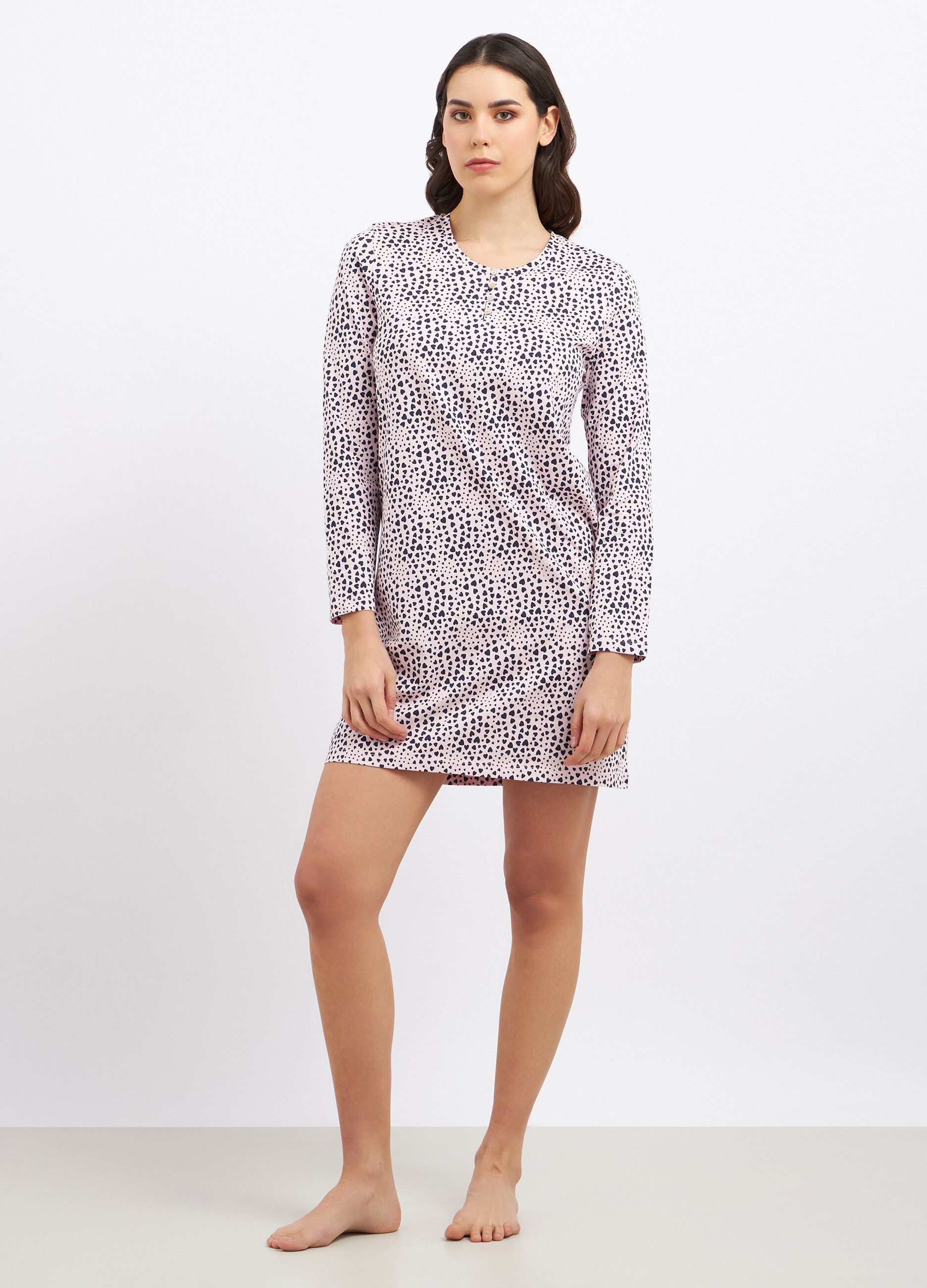 Camicia da notte in puro cotone stampato donna_0