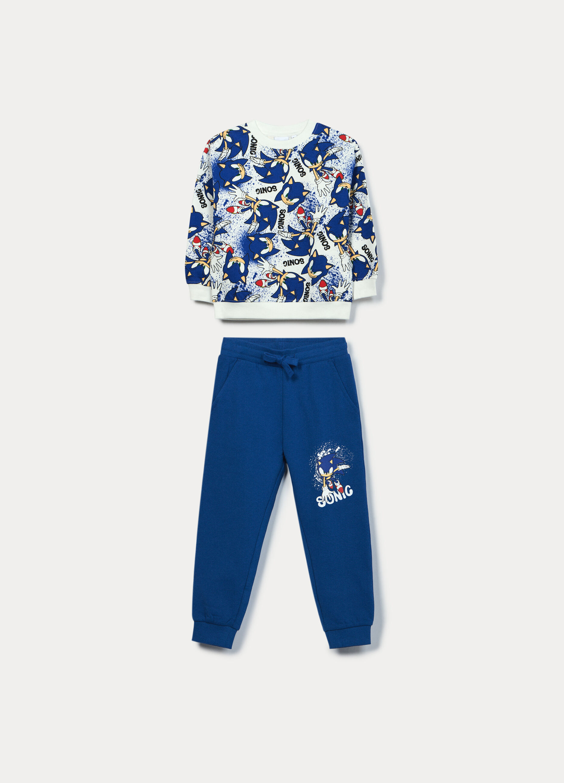 Jogging set Sonic in french terry di puro cotone bambino_0