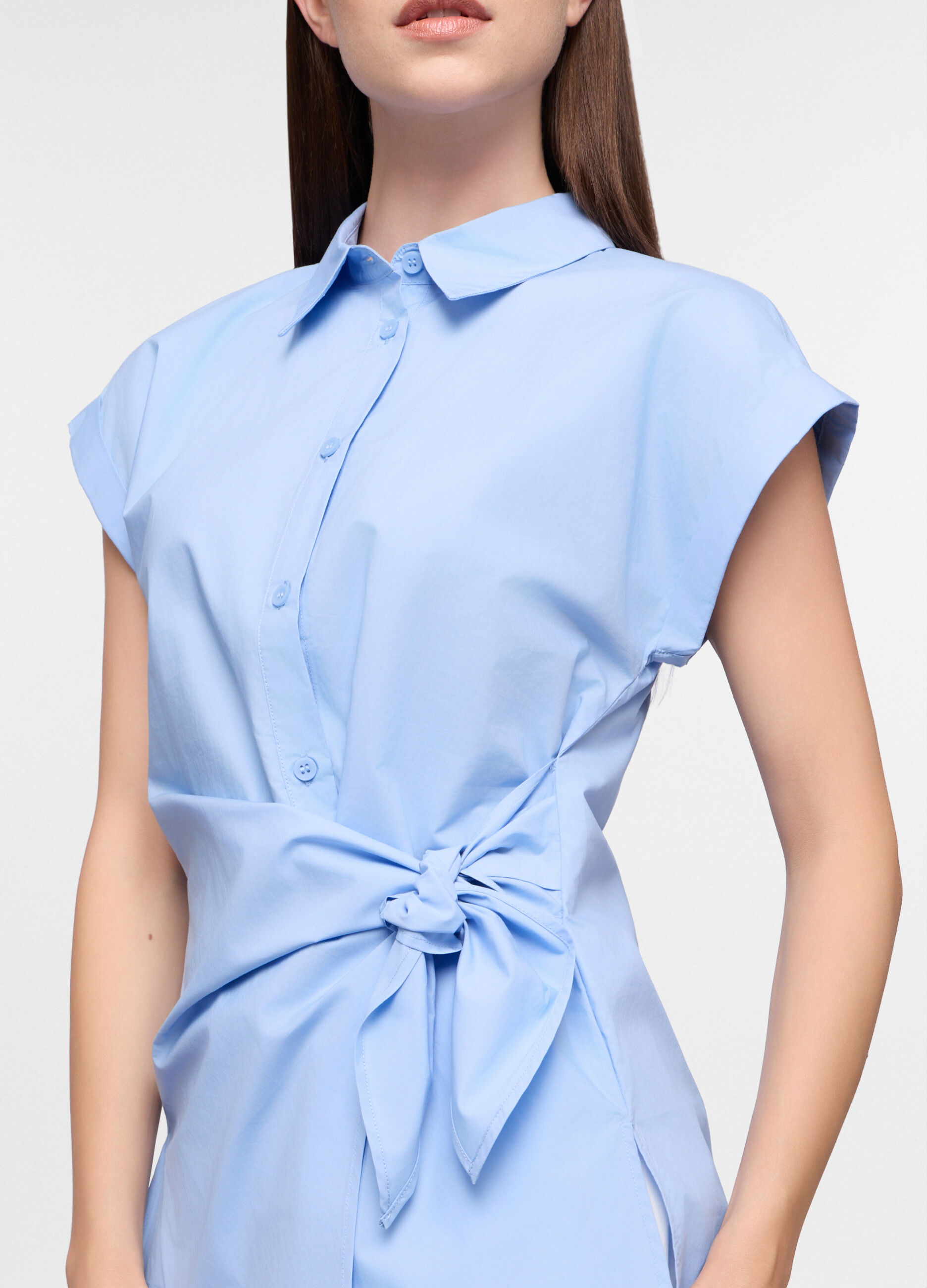 Camicia Fit Slim con colletto alla francese in puro cotone donna_2
