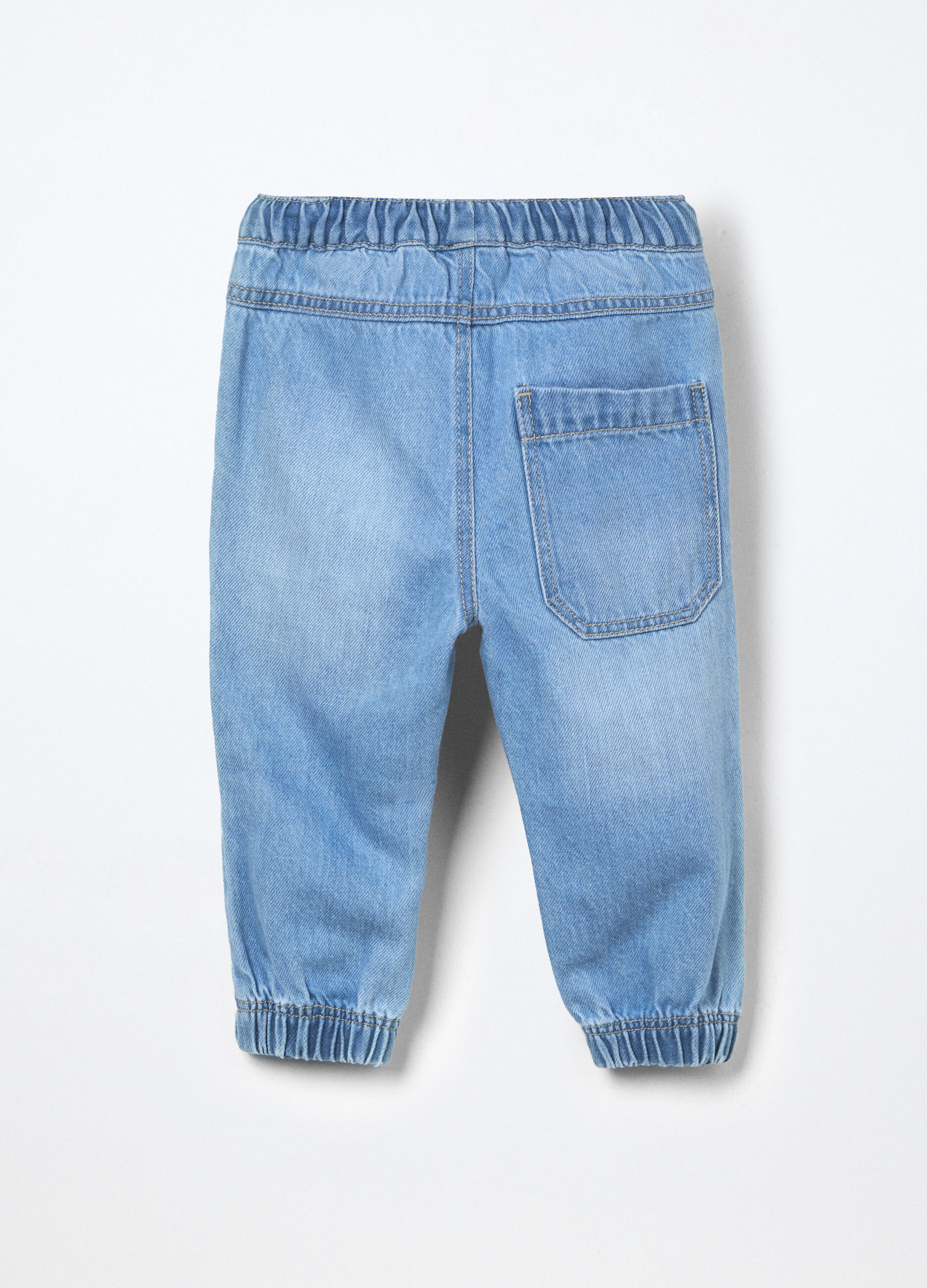 Jogger in denim di puro cotone neonato_1