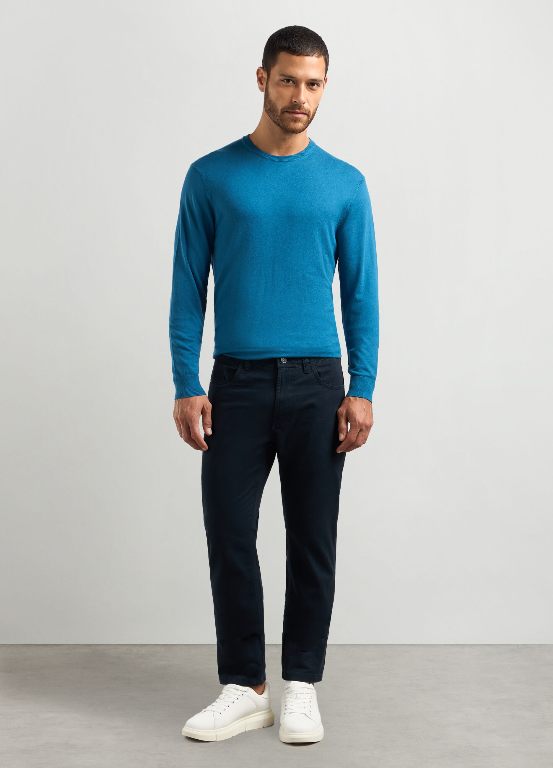 Pantaloni regular fit in twill di cotone uomo