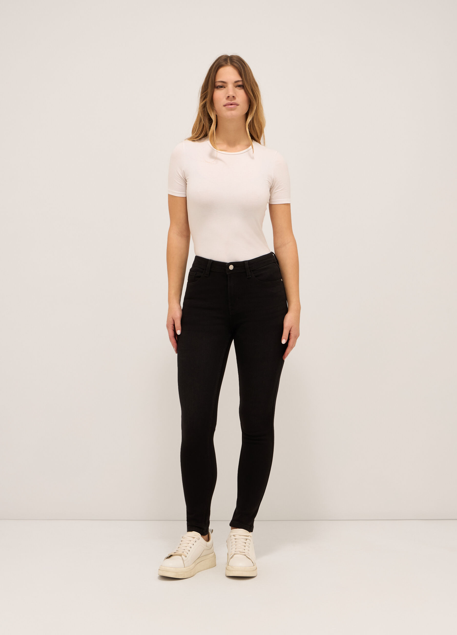 Treggings stretch denim di misto cotone donna_0
