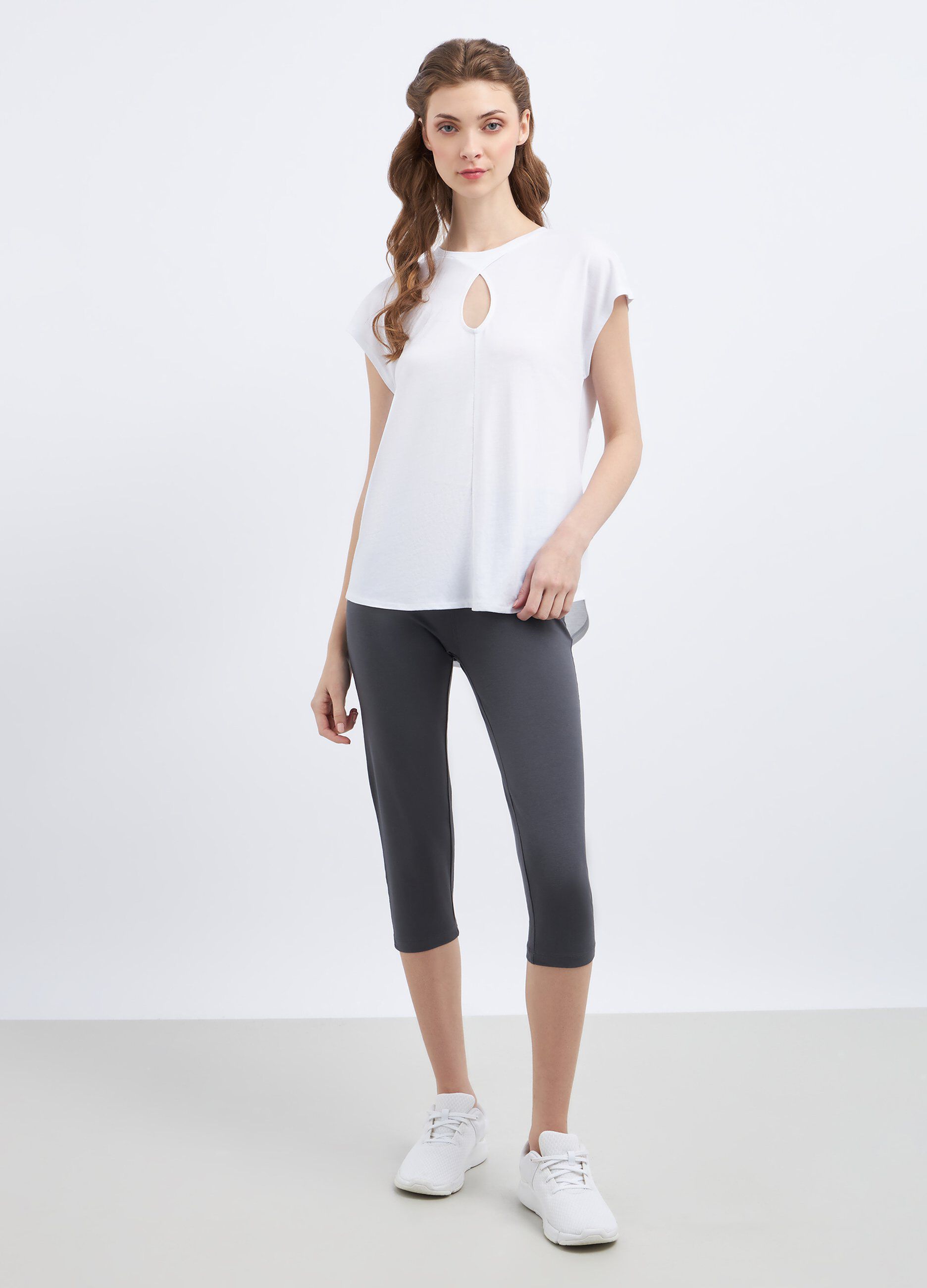 Leggings capri in cotone stretch donna_0