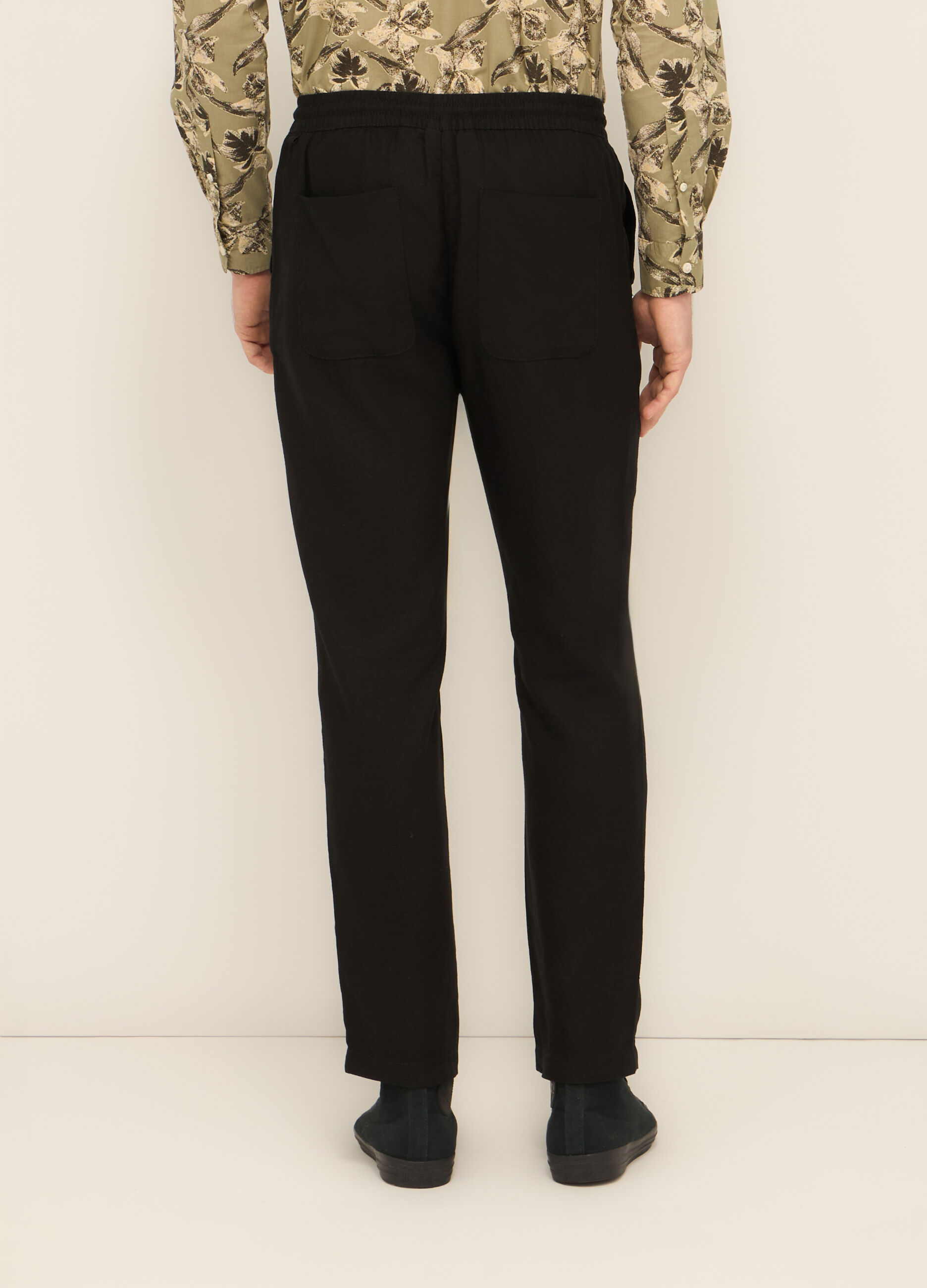 Pantaloni chino in misto lino uomo_1
