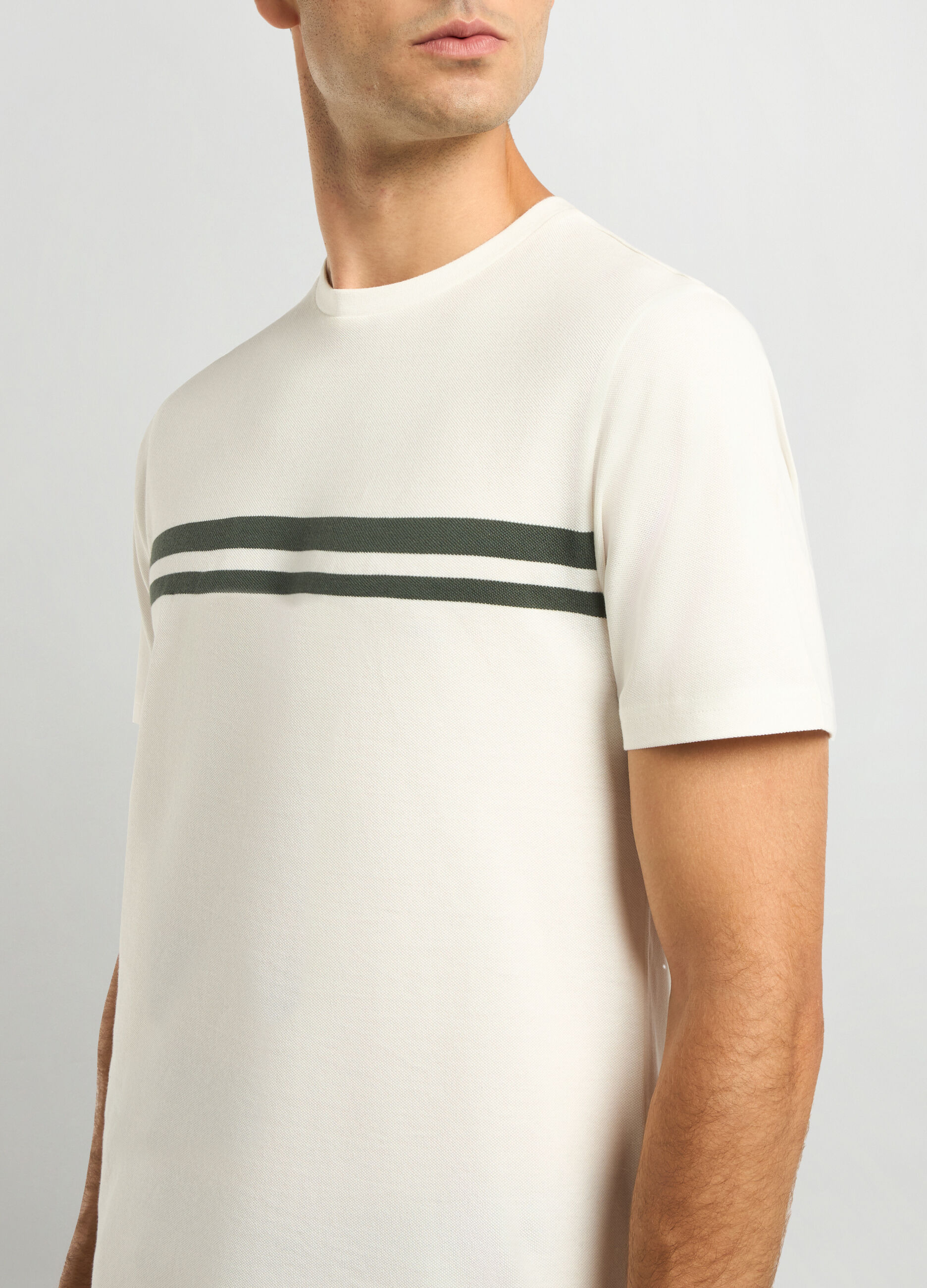 T-shirt girocollo in piquet di cotone uomo_2